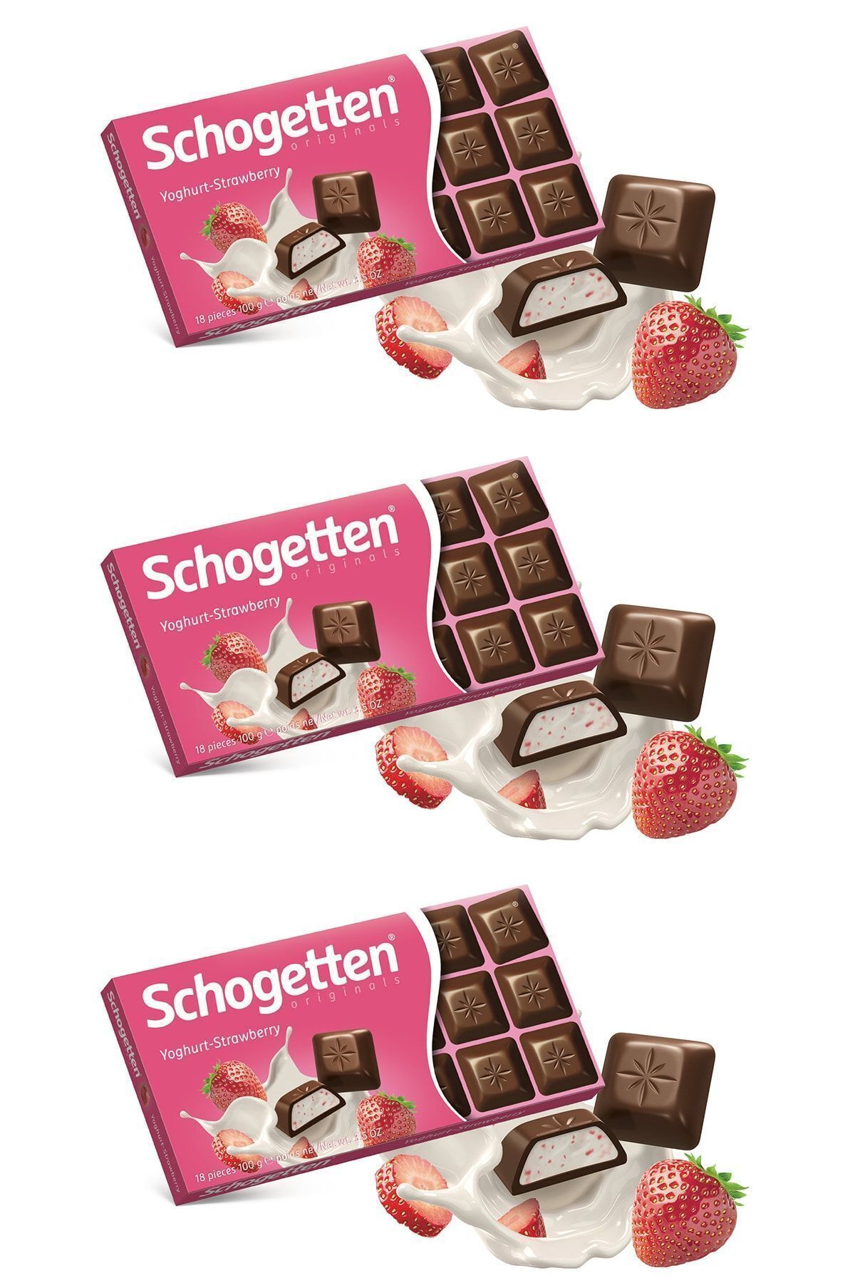 Schogetten Trilogia Çilekli-yoğurtlu Çikolata 100g - 3 Adet