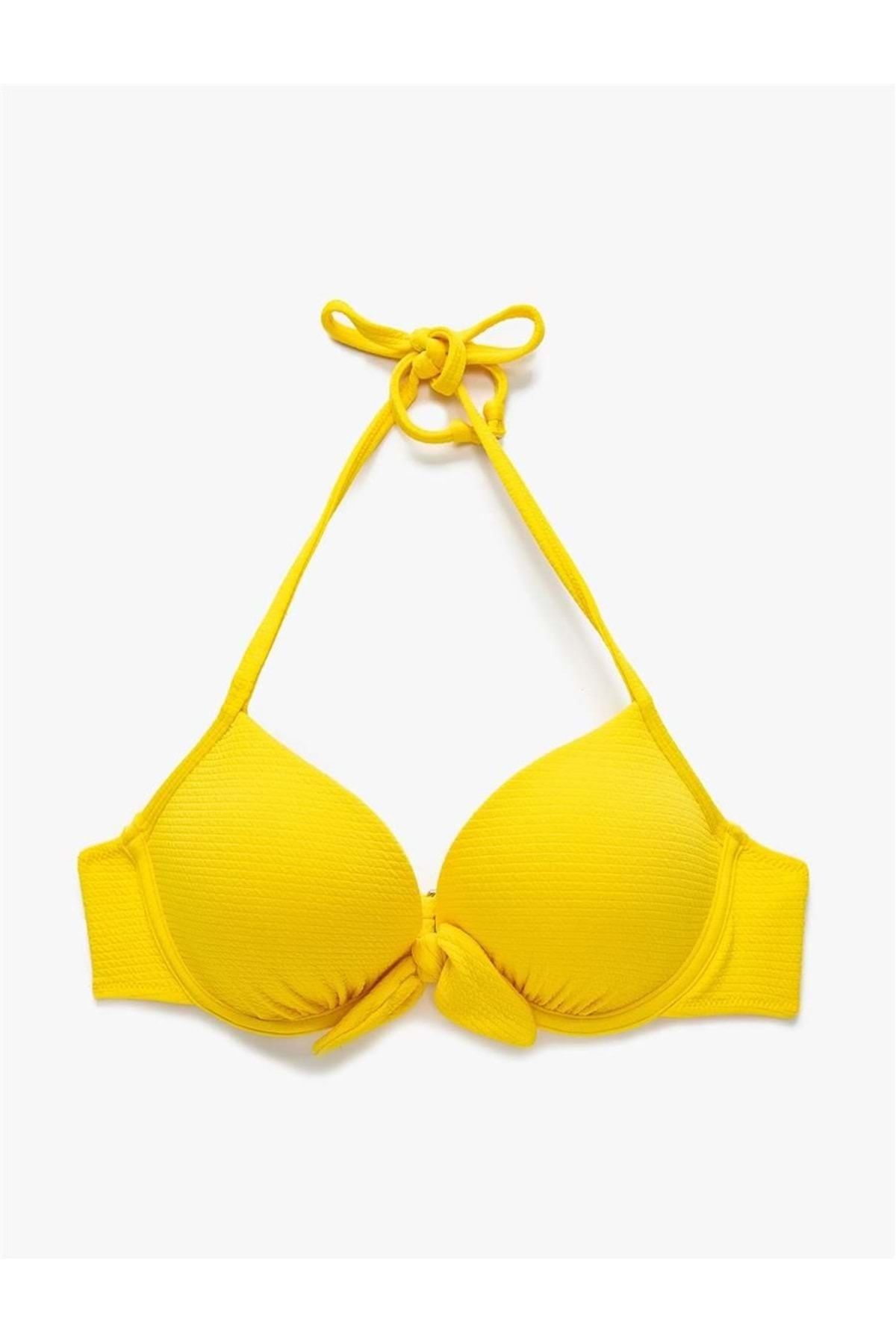 Koton Kadın Giyim Basic Dokulu Push-up Bikini Üst 3sak10016bm Sarı Sarı