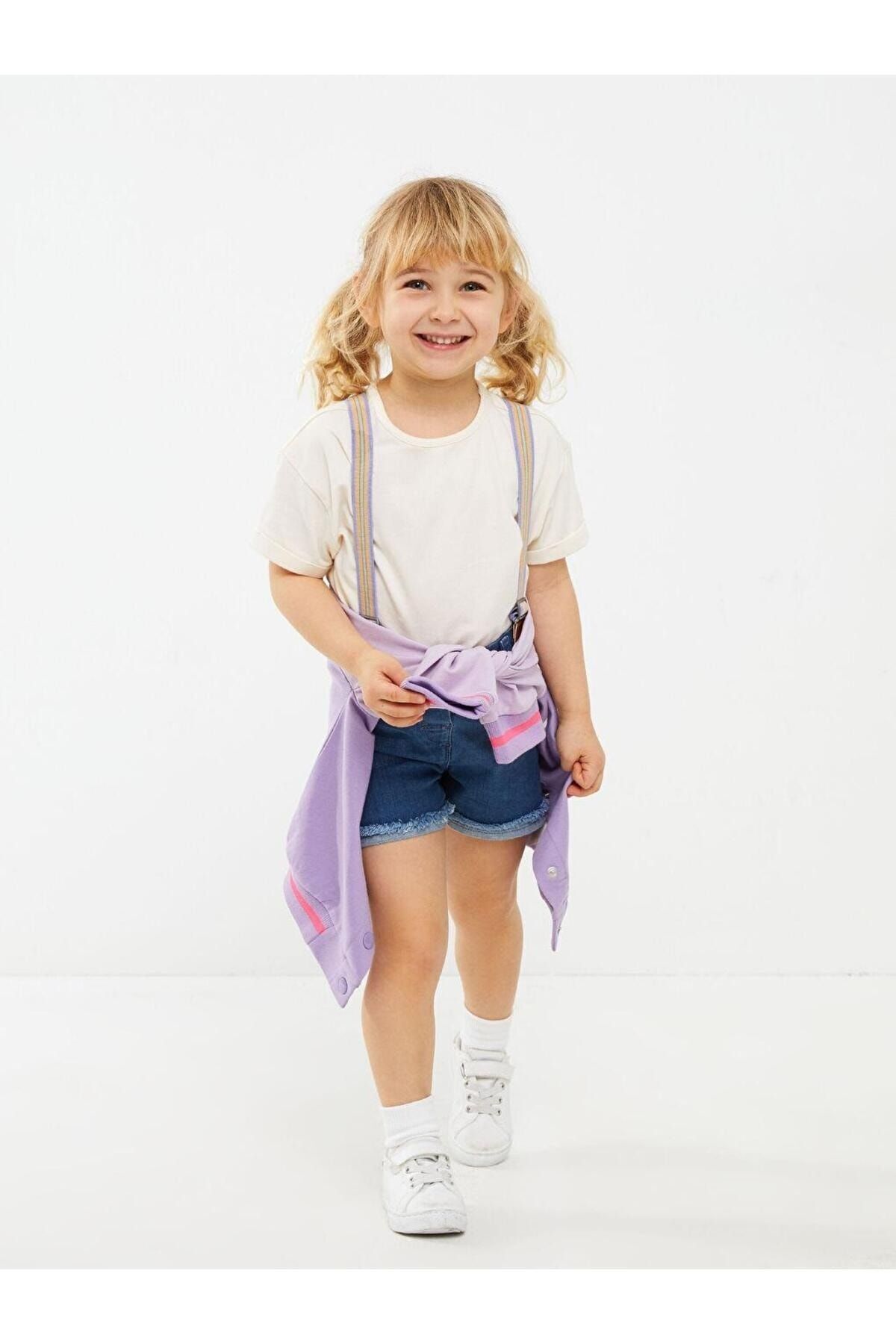 LC Waikiki LCW baby Basic Kız Bebek Jean Şort ve Pantolon Askısı 2'li