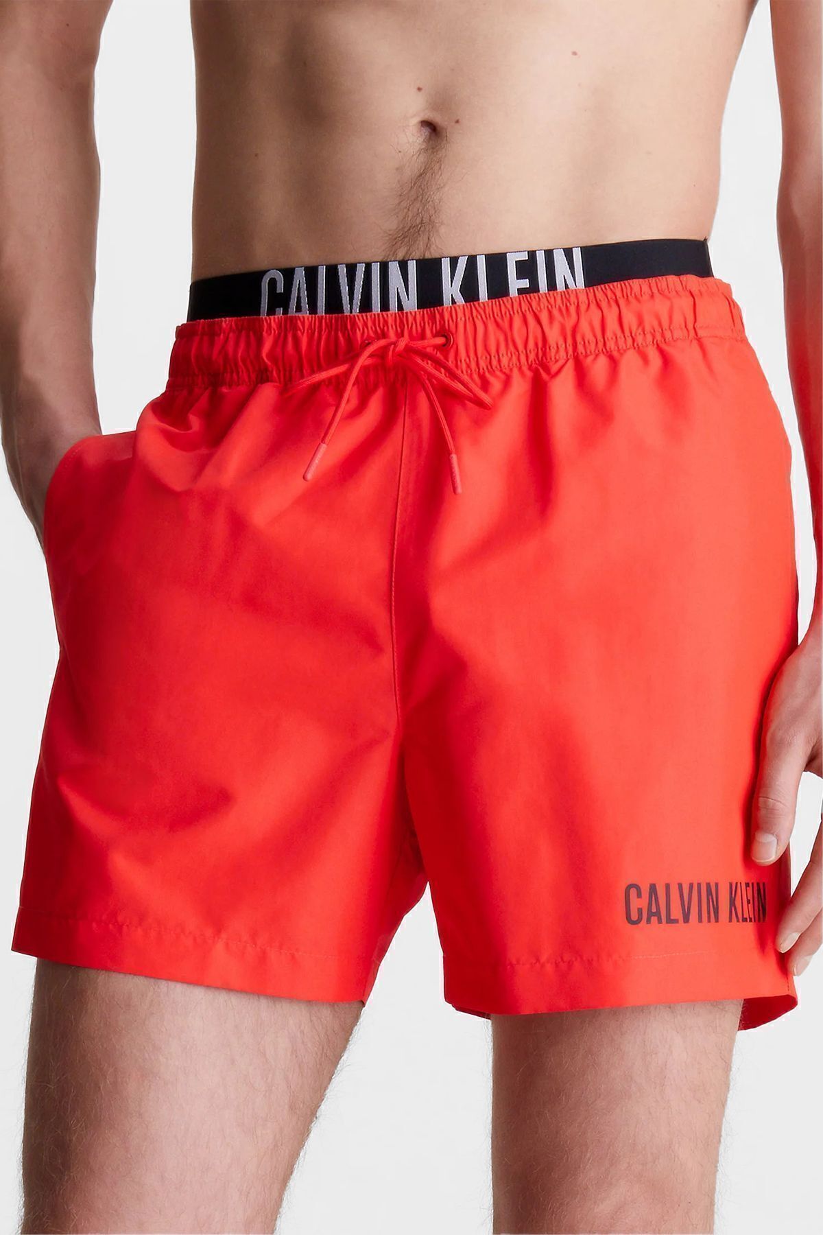 Calvin Klein Çift Bel Detaylı Deniz Şortu Belden Bağlamalı Mayo Short KM0KM00992XM9 Erkek MAYO SHORT