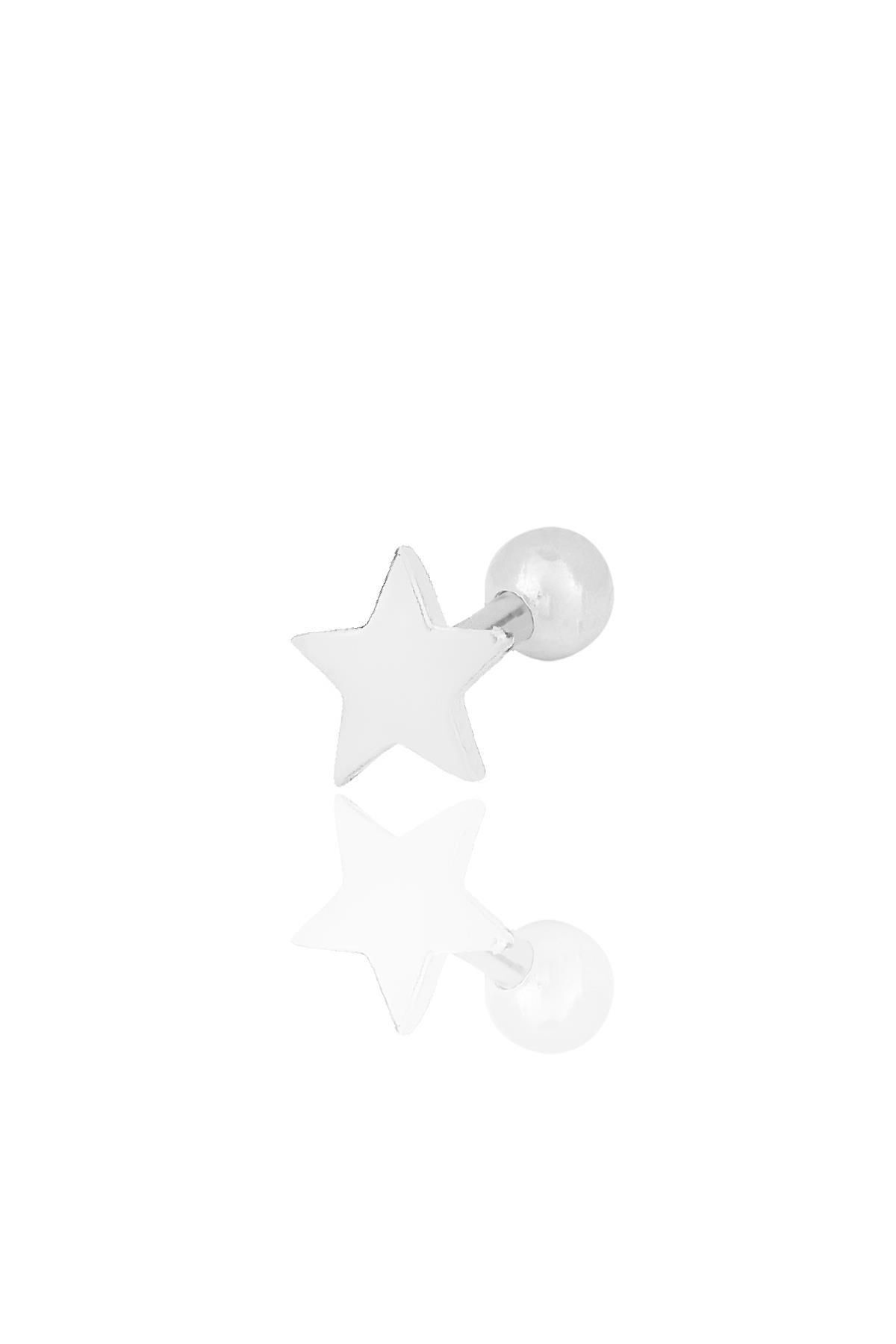 Söğütlü Silver Gümüş rodyumlu yıldız modeli Tragus helix Piercing küpe SGTL12318RODAJ