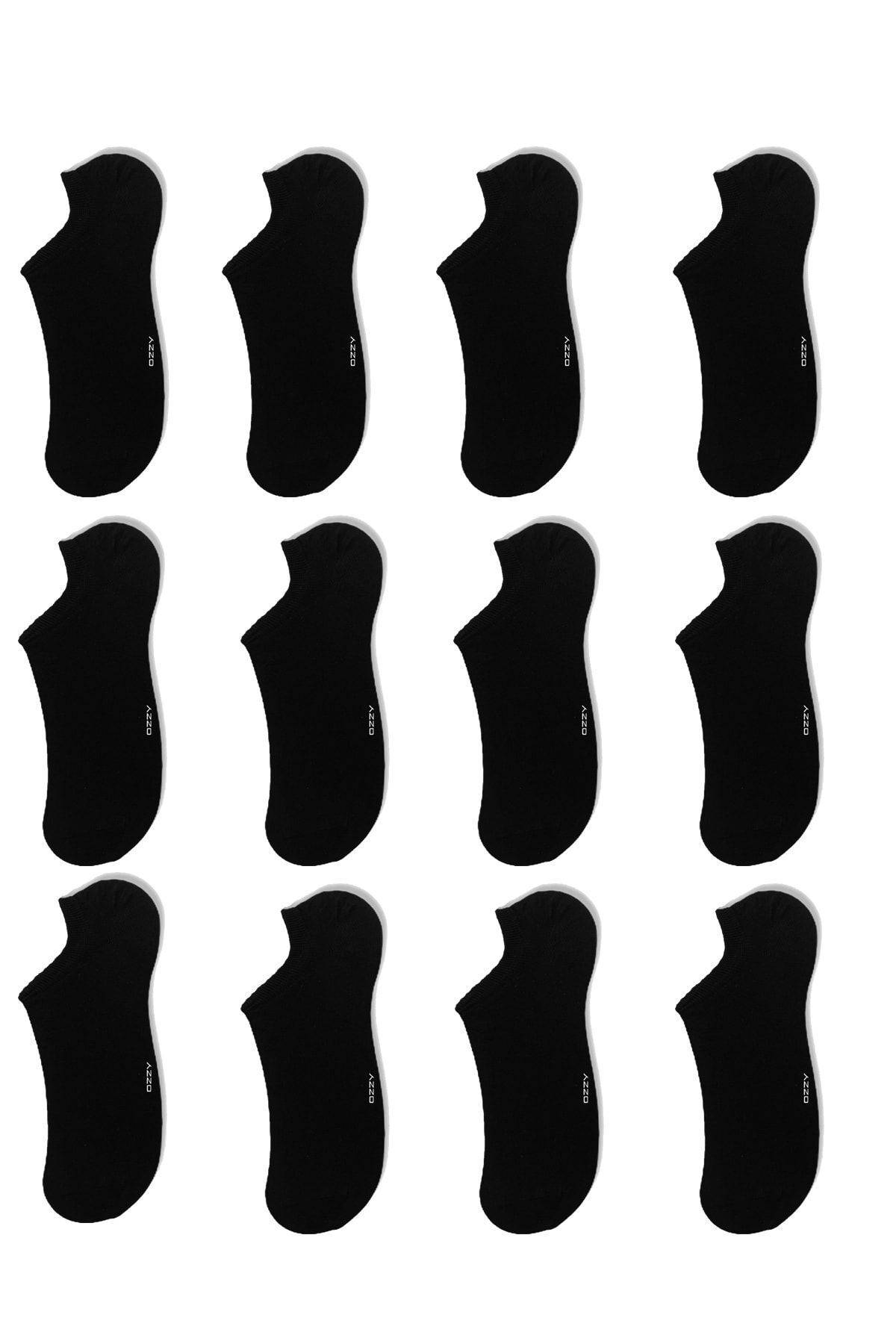 Ozzy Socks 12 Çift Dikişsiz Kadın Siyah Bambu Görünmez (sneaker) Spor Ayakkabı Çorabı