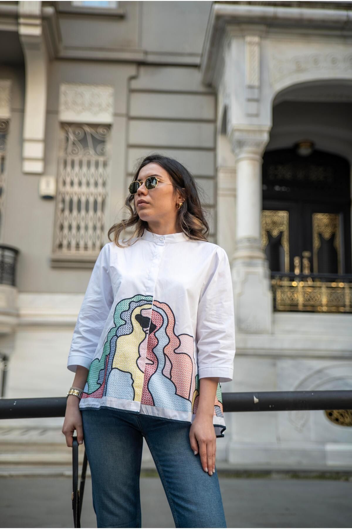 VorNişantaşı Kadın Tasarım Emy Nakış Kapri Kol Gömlek