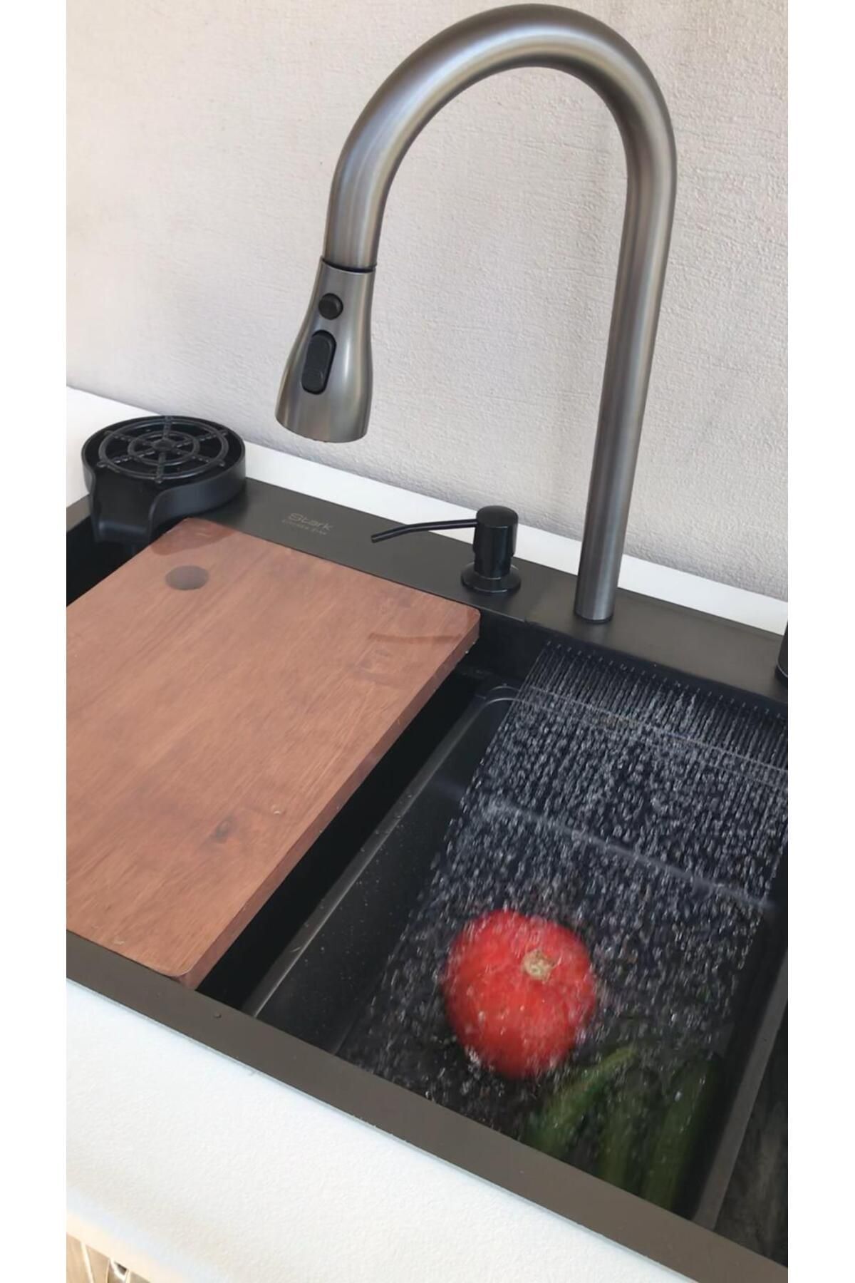 Star Şelale Mutfak Evye Seti  Akıllı Teknolojik Siyah Nano Mutfak Evye Seti