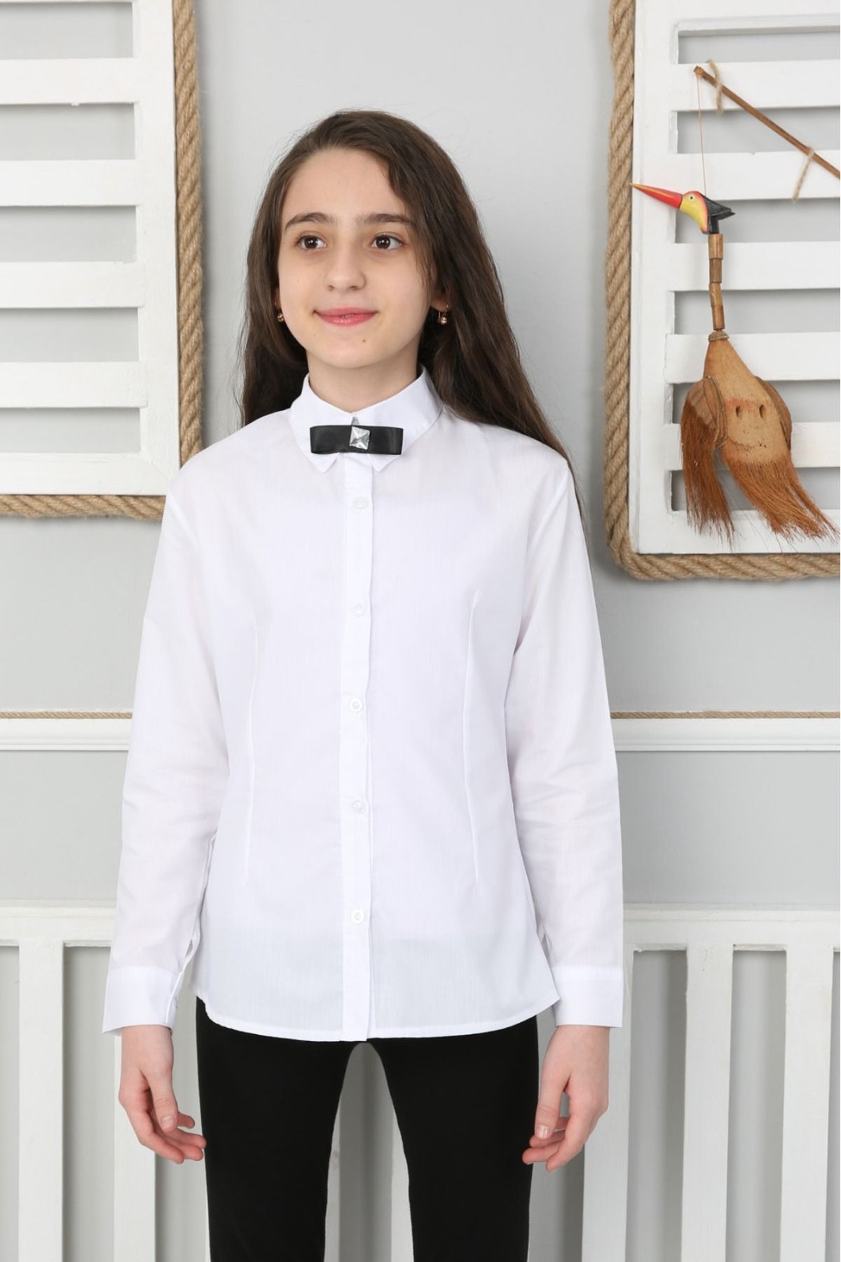HarmonyTex Kız Çocuk Beyaz Okul Gömleği