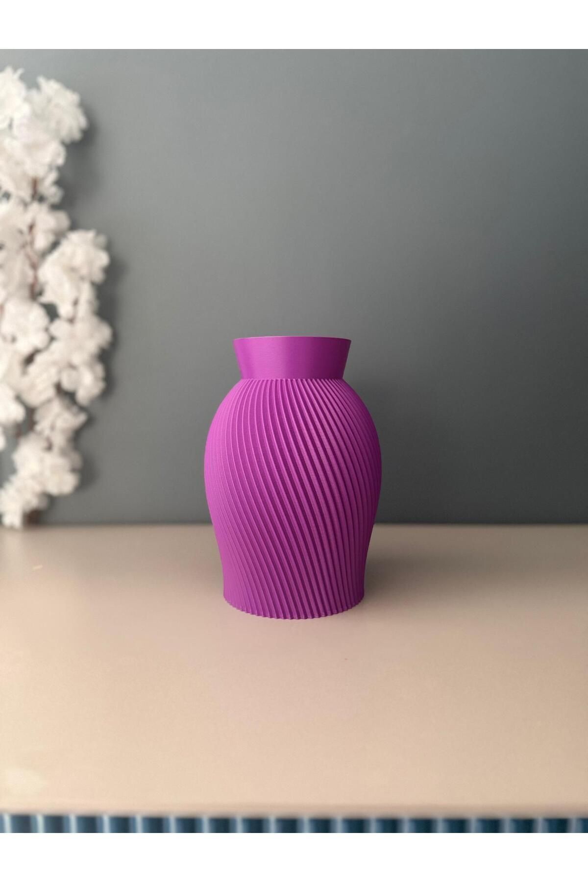 Limon 3D Desing Modern Şık Ve Dekoratif Dayanıklı Boncuk Vazosu | Salon- Seramik Görünümlü Plastik Vazo
