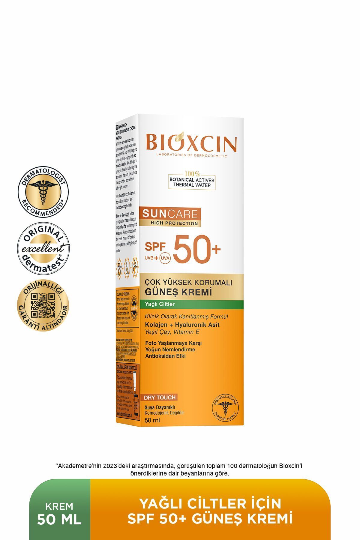 Bioxcin Sun Care Çok Yüksek Korumalı Yağlı Ciltler Için Güneş Kremi Spf 50 50 ml - Kolajen Dry Touch