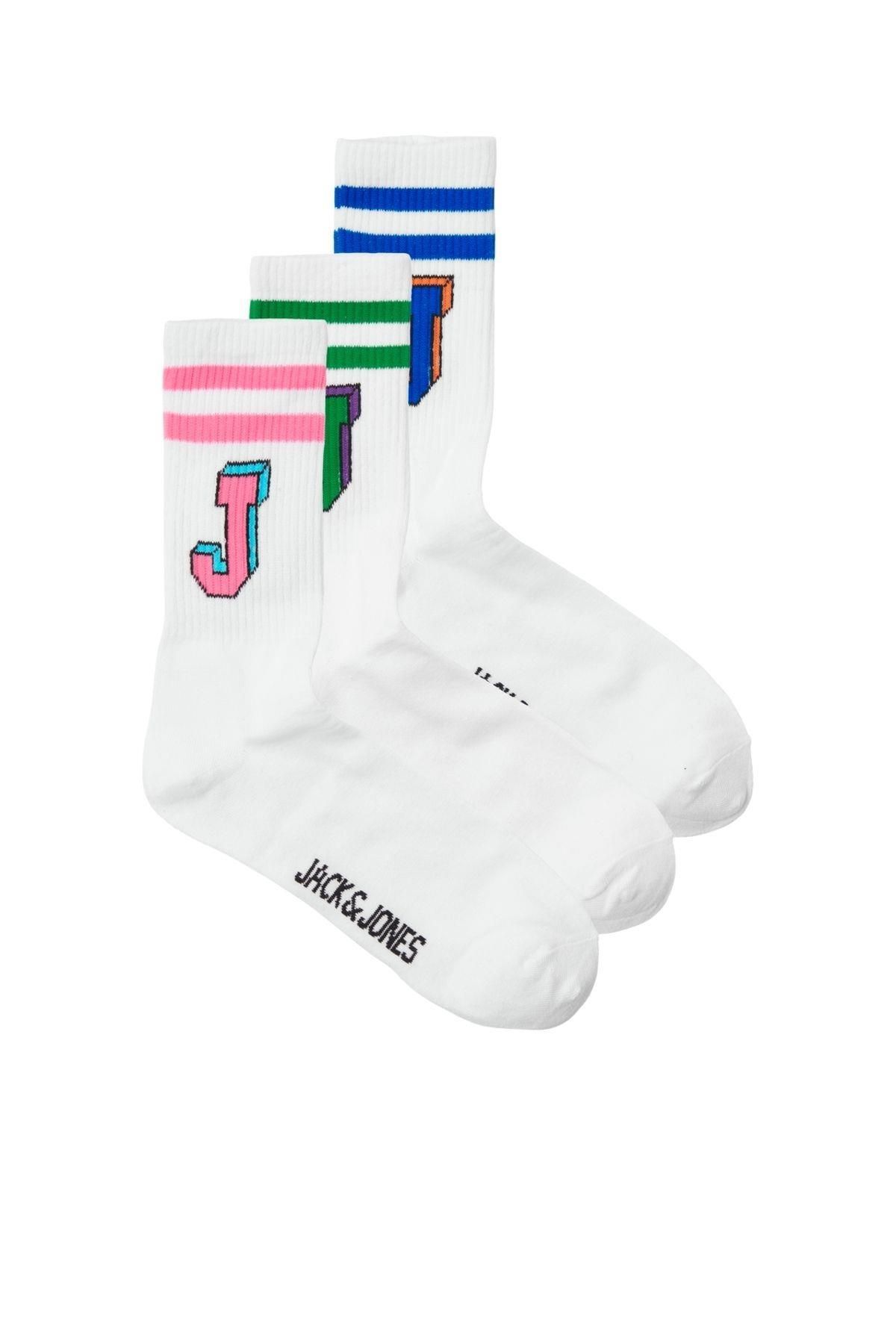 Jack & Jones 12251466 Jacsingle J Tennis Socks 3 Pack Beyaz