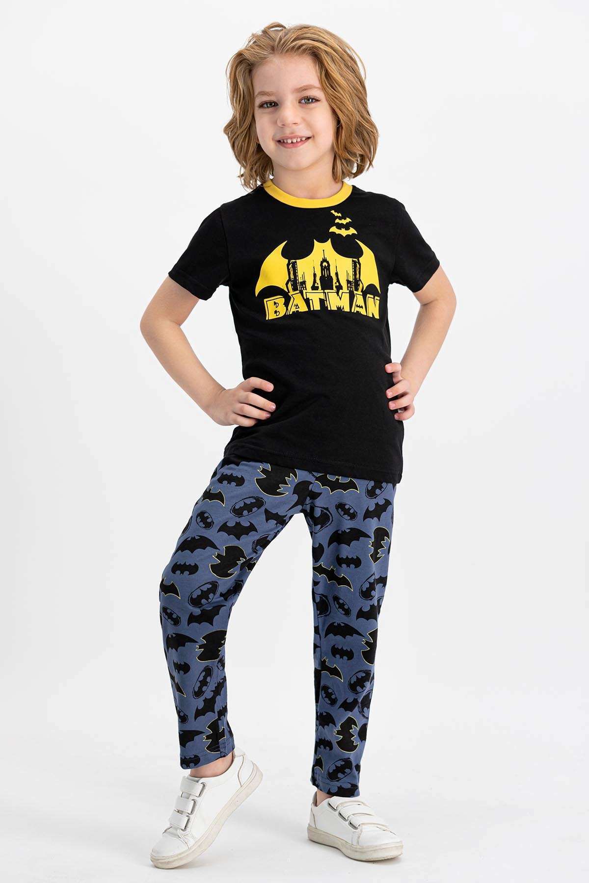 Rolypoly Batman Lisanslı Lisanslı Siyah Kısa Kollu Erkek Çocuk Pijama Takımı