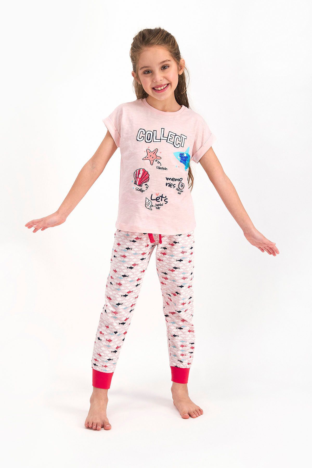Rolypoly Rolypoly Collect Toz Somon Kız Çocuk Kısa Kol Pijama Takımı