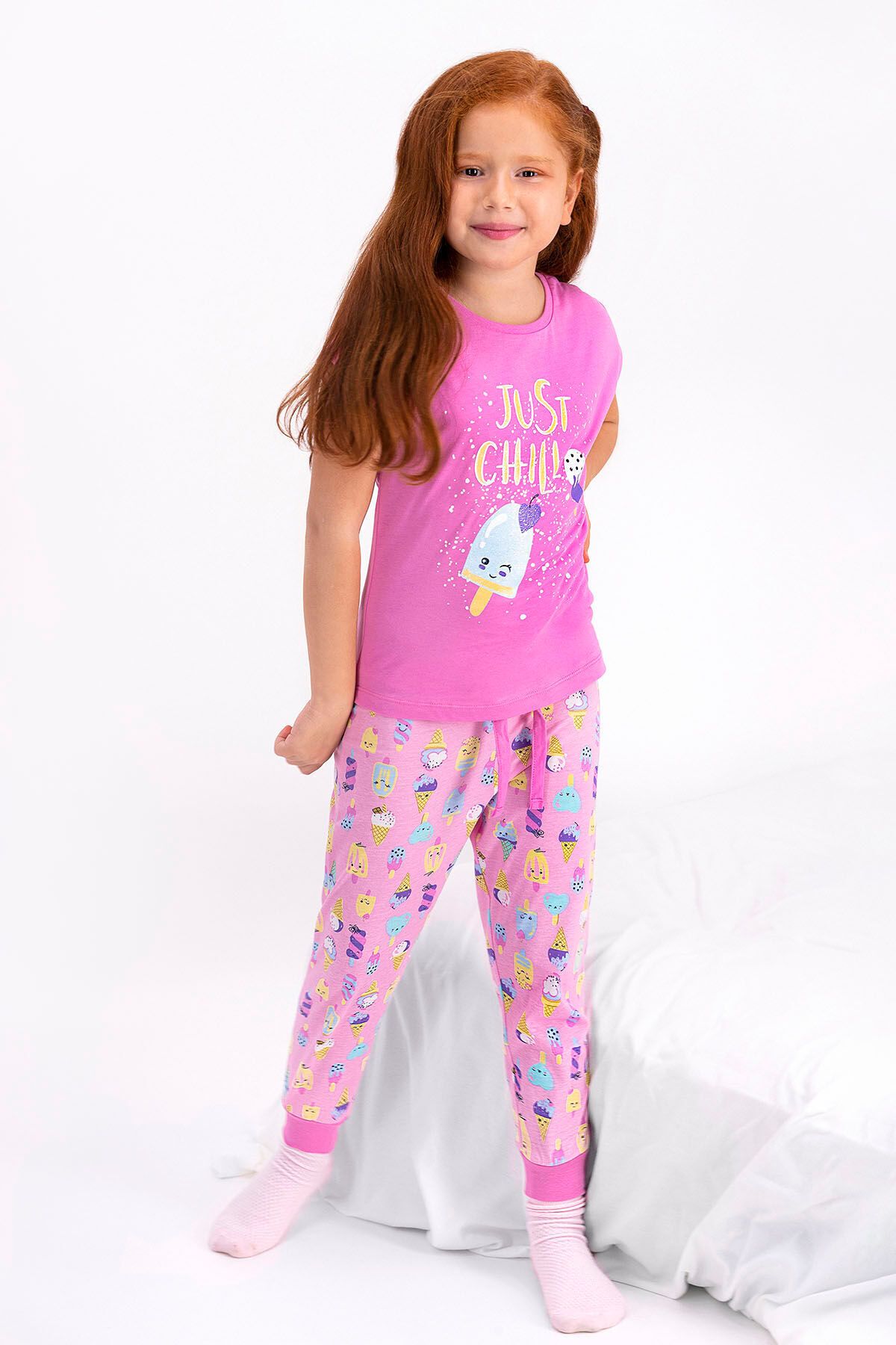 Rolypoly Rolypoly Just Chill Orkide Kız Çocuk Kısa Kol Pijama Takımı
