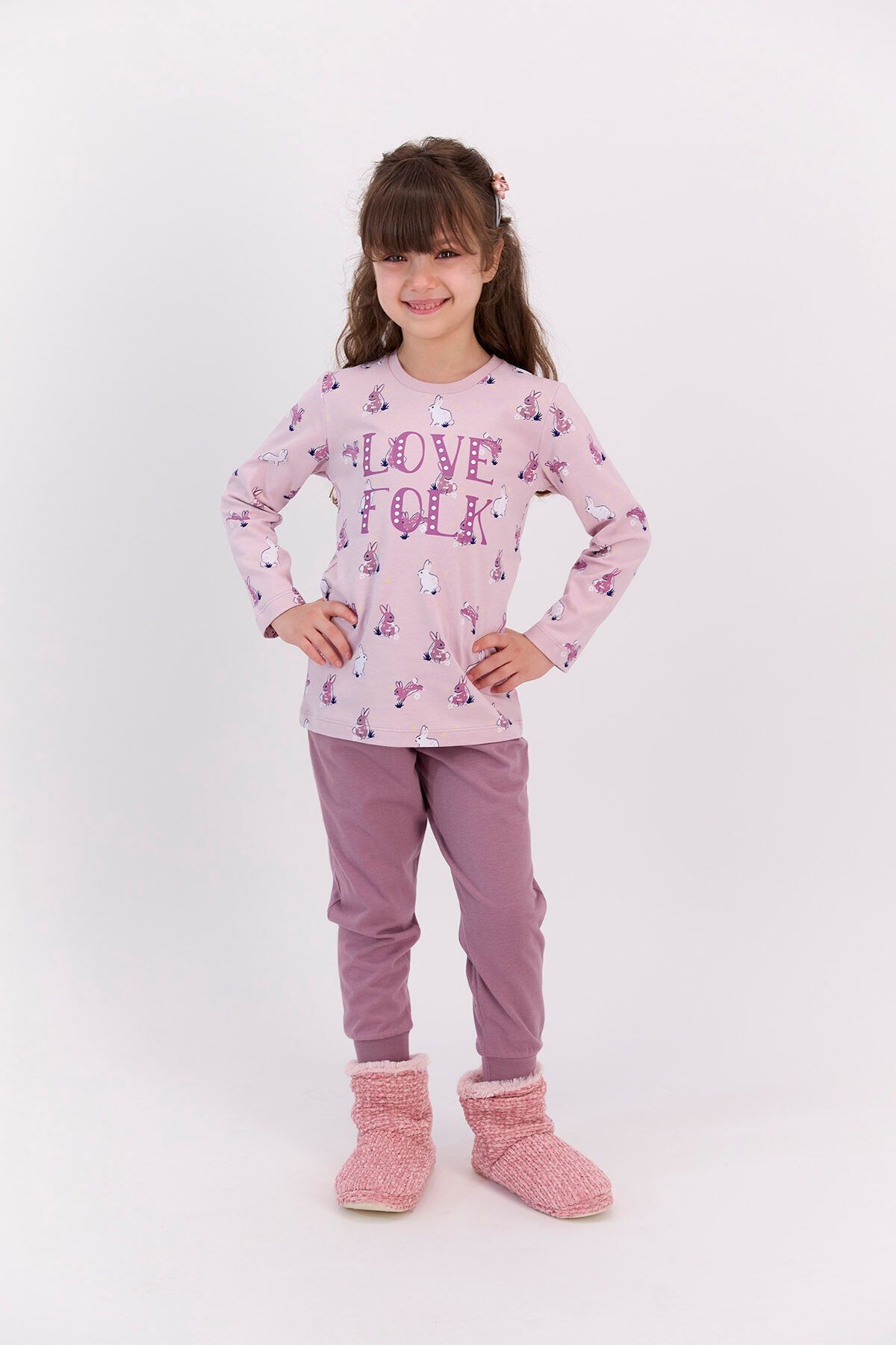 Rolypoly Rolypoly Love Folk Gül Kurusu Kız Çocuk Pijama Takımı
