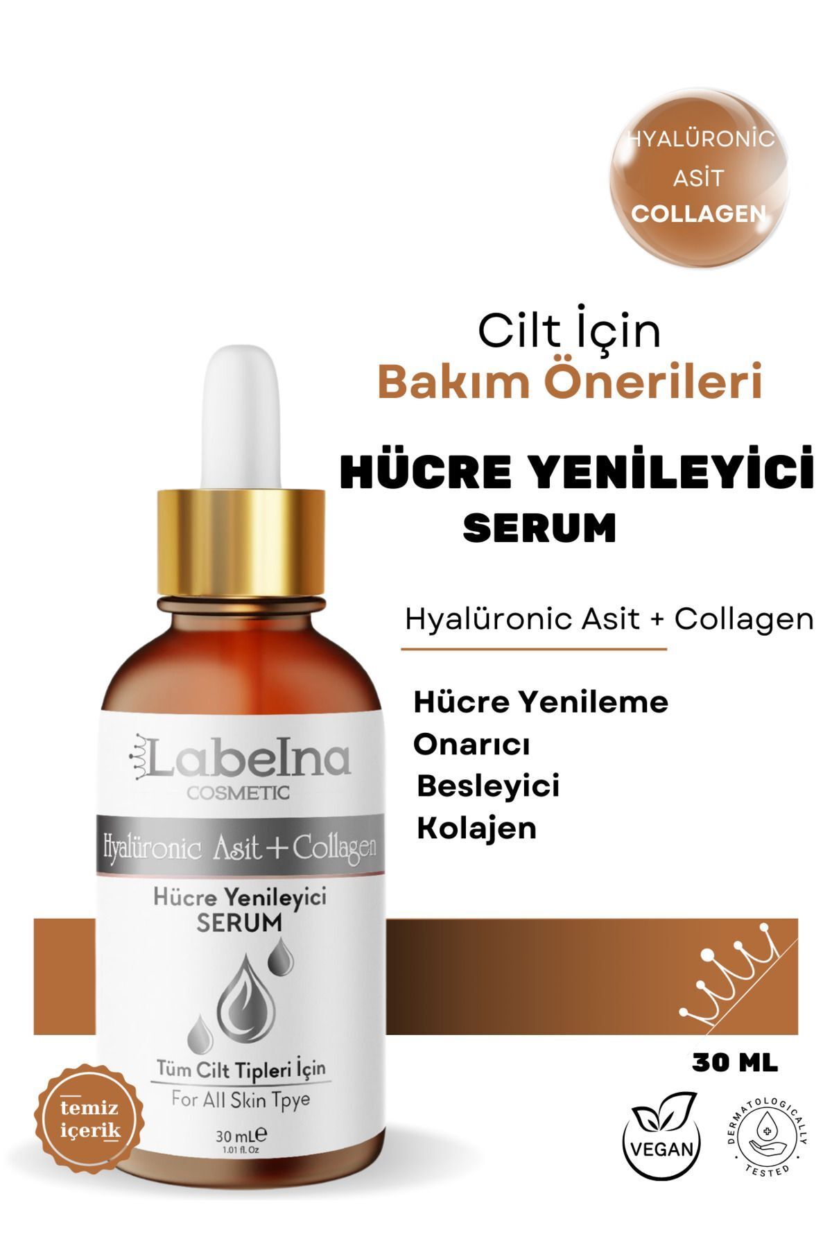 Labelna Cosmetic Hücre Yenileyici 30 Ml Cilt Serumu - Hyalüronic Asit Collagen Serum