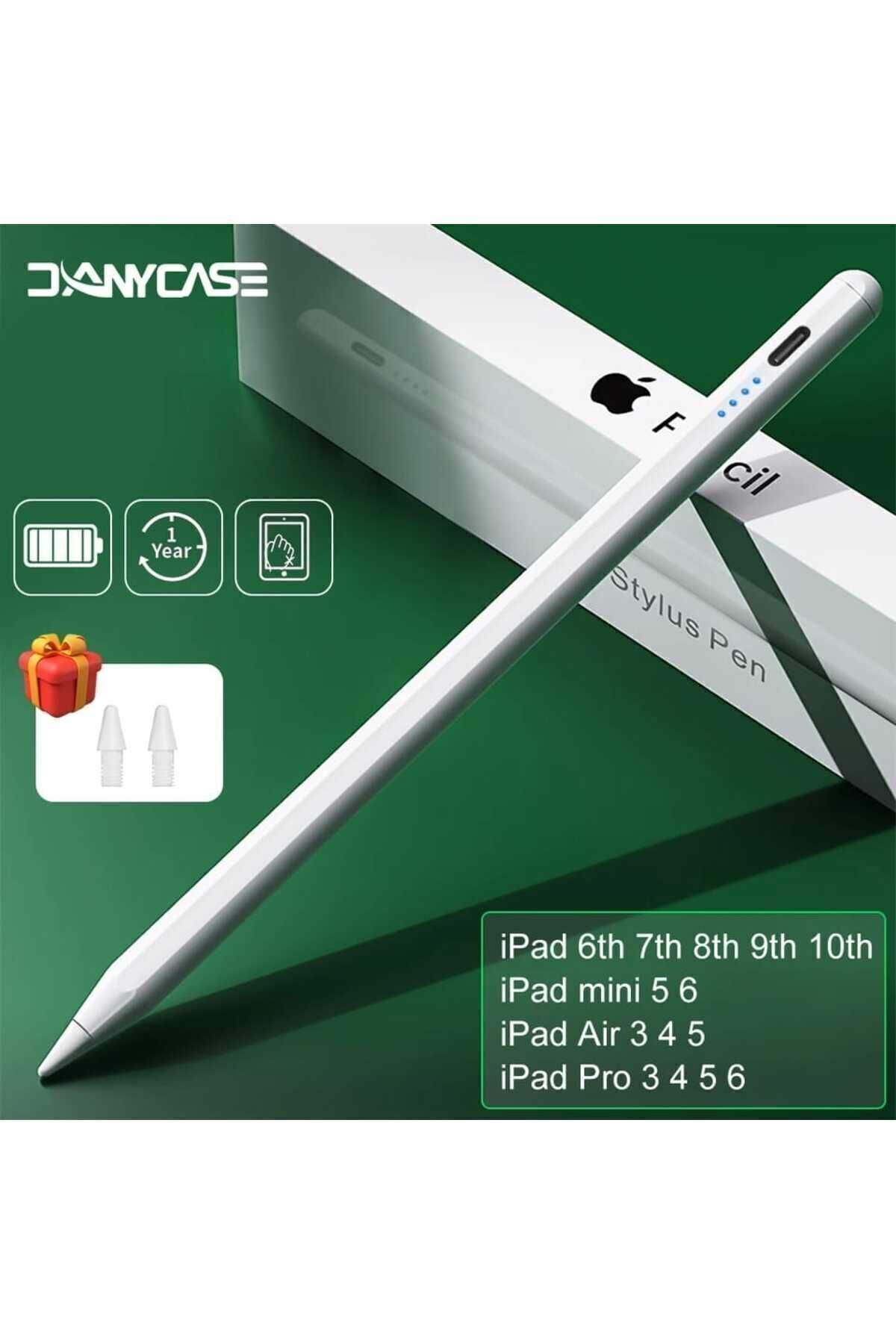 gökmer Apple Ipad Pencil Tablet Kalemi Ipad7-8-9-10 Ipad Air3-4-5 Ipad Pro3-4-5-6 Ipad Mini Uyumlu Beyaz