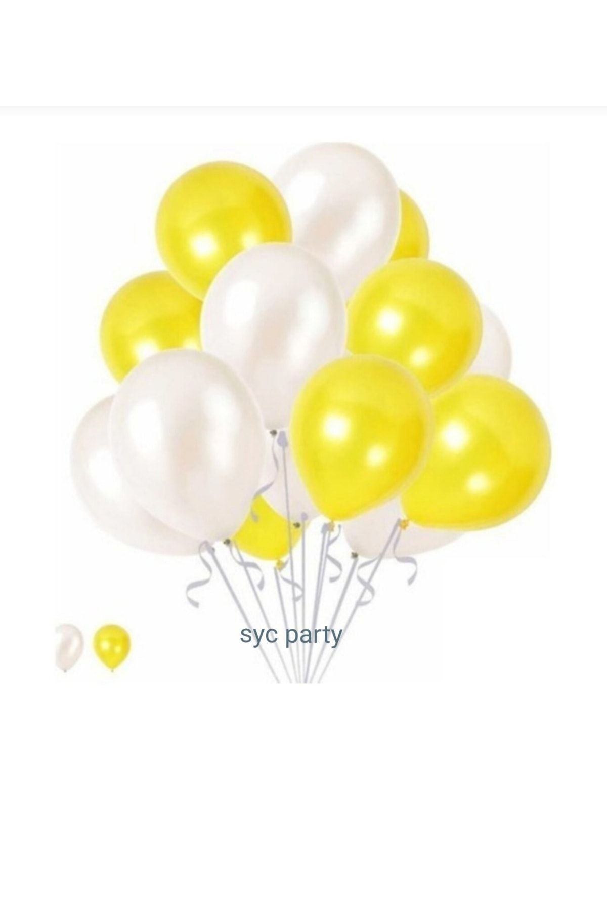 BalonEvi Sarı Beyaz Metalik Balon 100 Adet