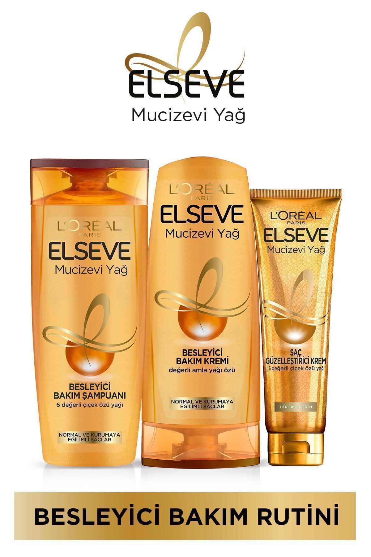 Elseve Mucizevi Yağ Besleyici Bakım Şampuan 360ml & Saç Kremi 360 ml & Saç Güzelleştirici Krem