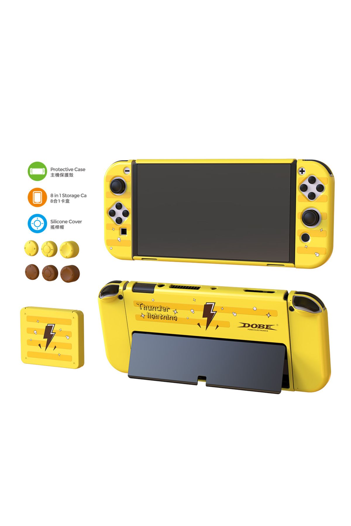 Dobe Switch OLED 3in1 Standlı Rnkli Kılıf Analog Yükseltici ve Koruyucu Kart Kutusu