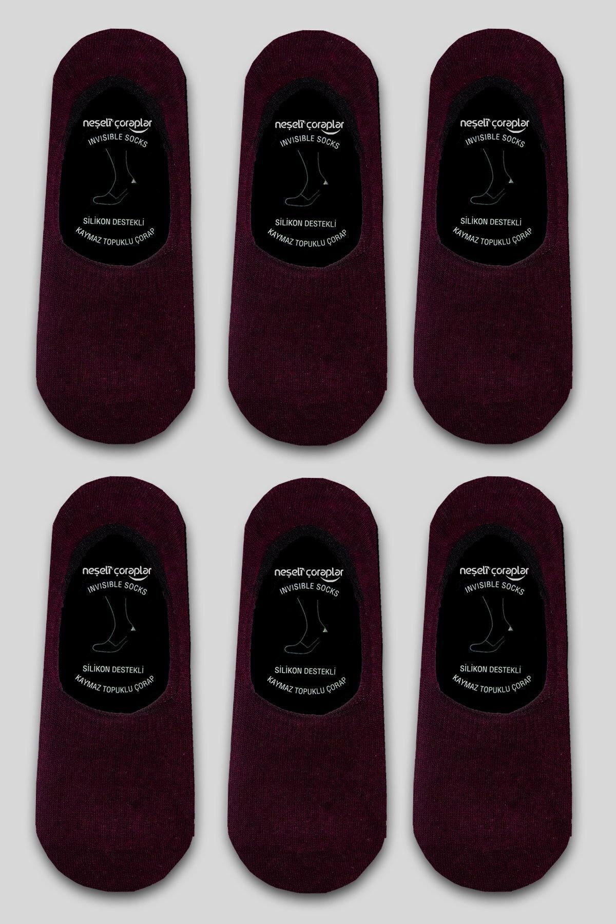 Neşeli Çoraplar 6'lı Bordo Babet Çorap Set