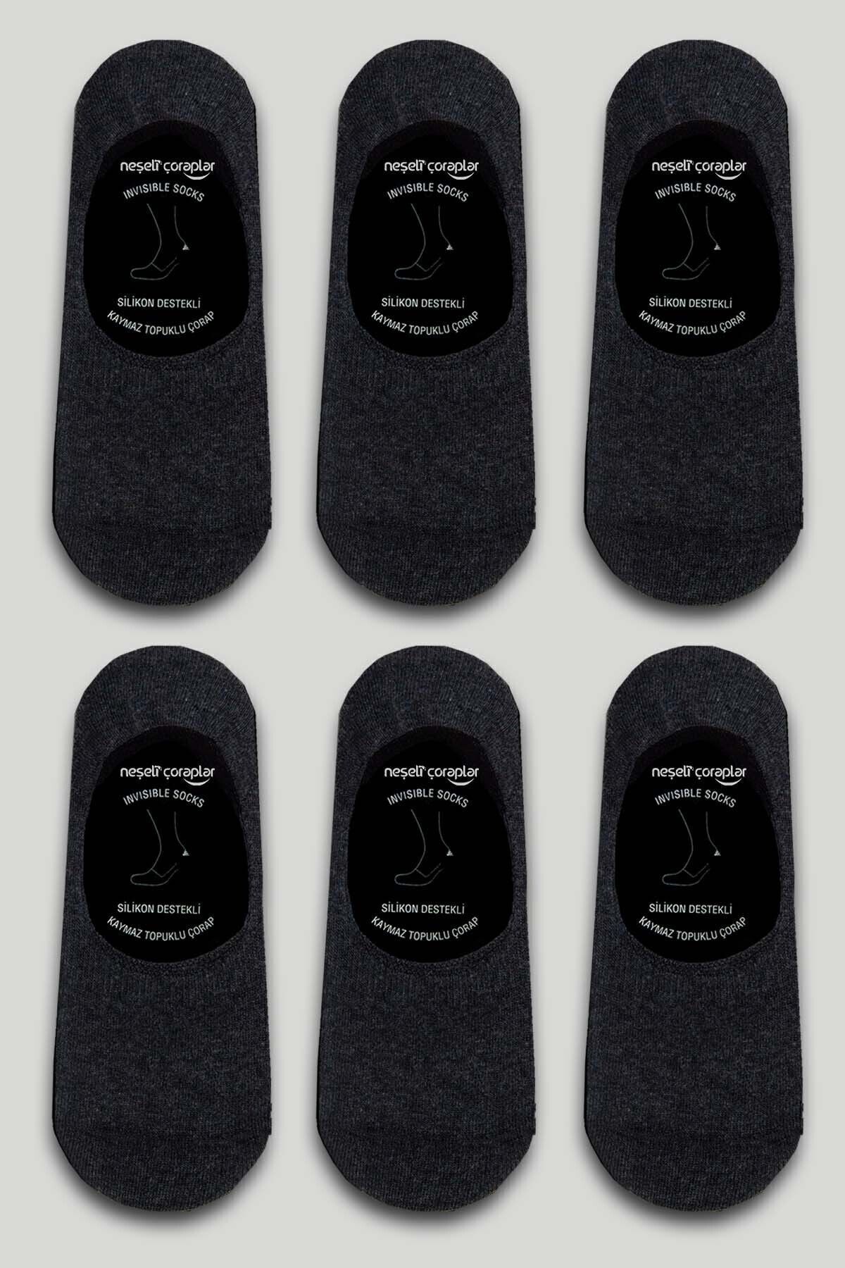 Neşeli Çoraplar 6'lı Antrasit Babet Çorap Set
