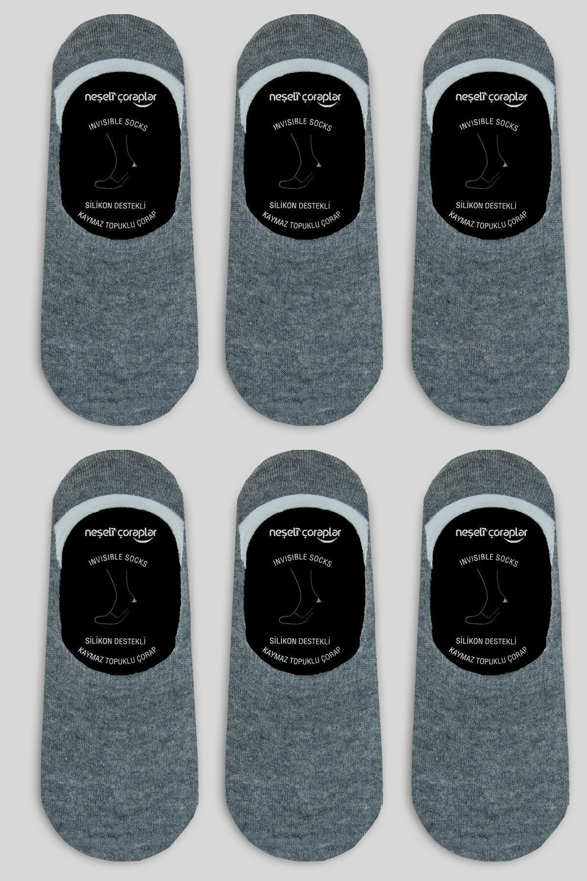 Neşeli Çoraplar 6'lı Gri Babet Çorap Set