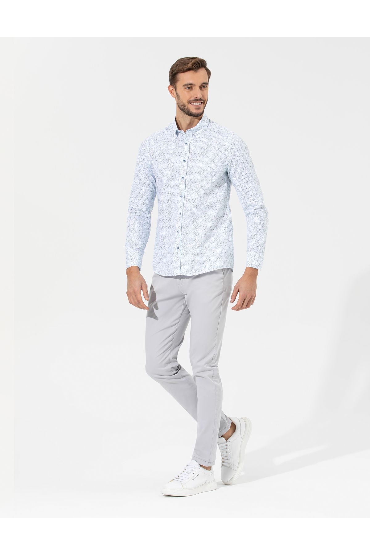 Pierre Cardin Açık Gri Slim Fit Kanvas Pantolon 50268098-vr001