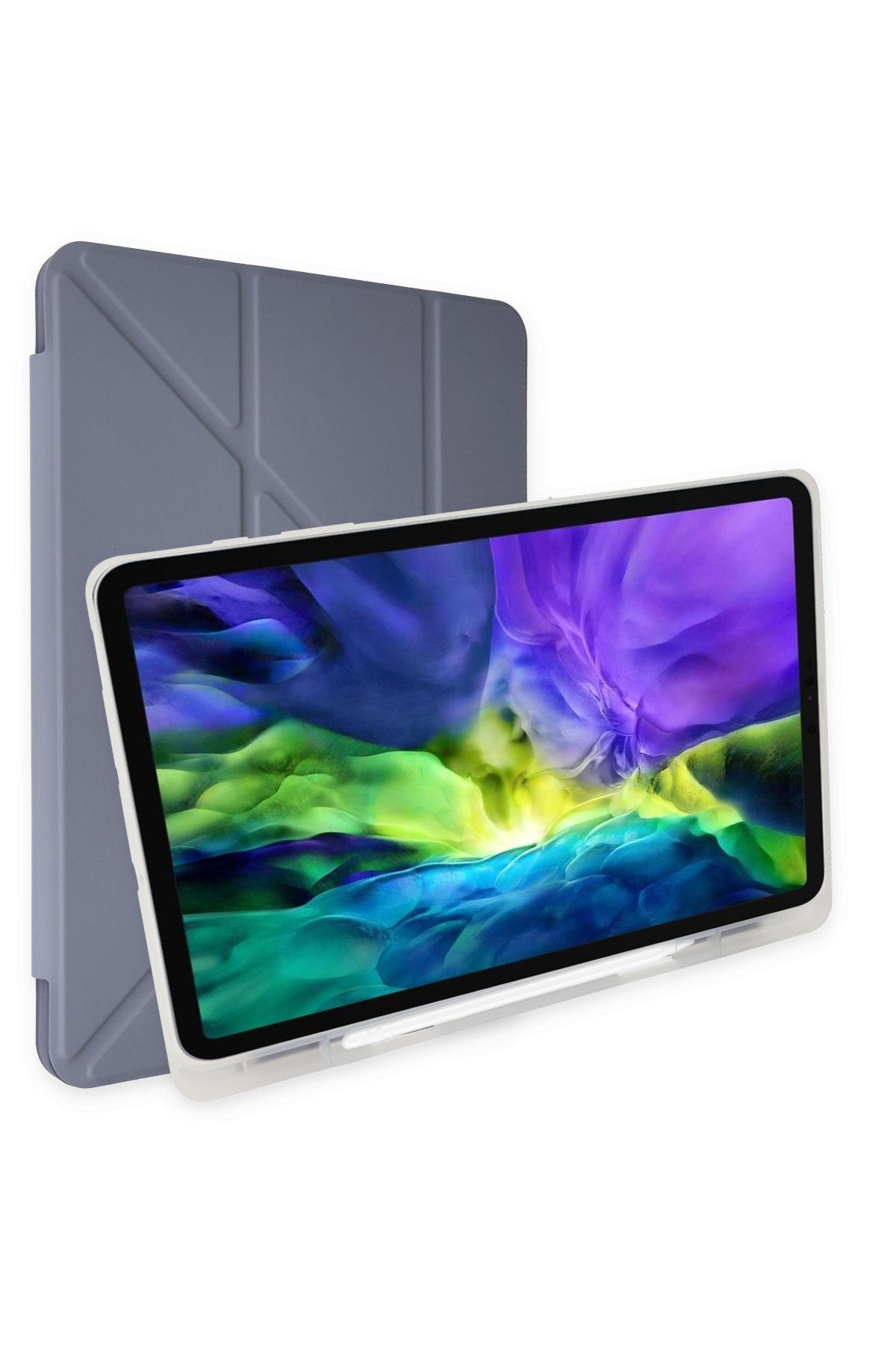 NewFace Samsung Galaxy T970 Tab S7 Plus 12.4 Kılıf Kalemlikli Mars Tablet Kılıfı - Lila 404118