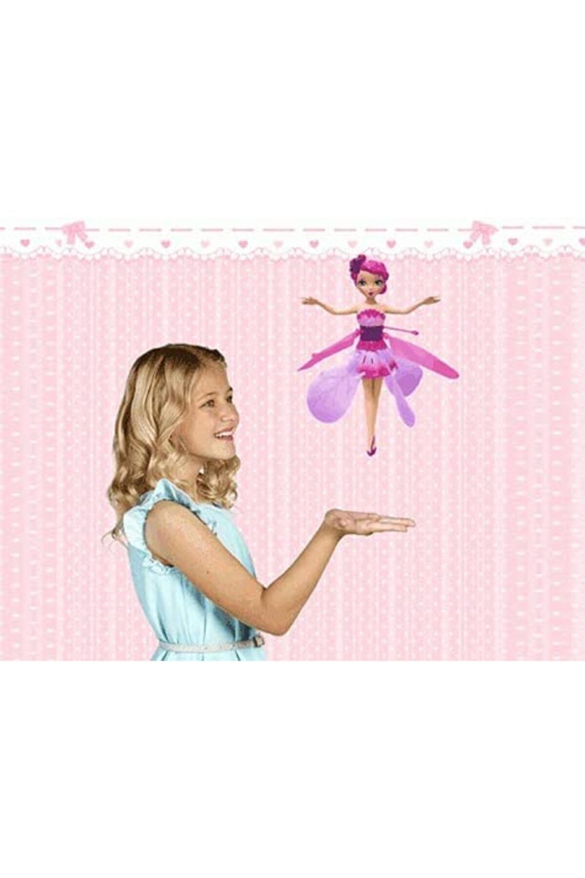 TEKNOLOJİ WORLD Uçan Peri Barbie Şarjlı Işıklı Model Bebek Oyuncak Sensörlü Uçan Peri