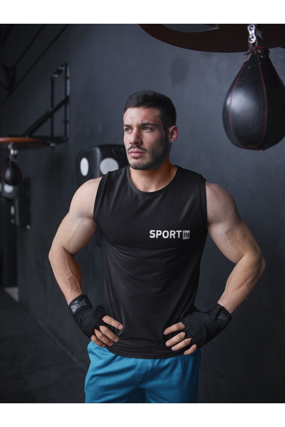 TREND ALİSSE Sporcu Atleti - Sport İn Baskılı 0 Kol Fitness Gym Spor Atleti