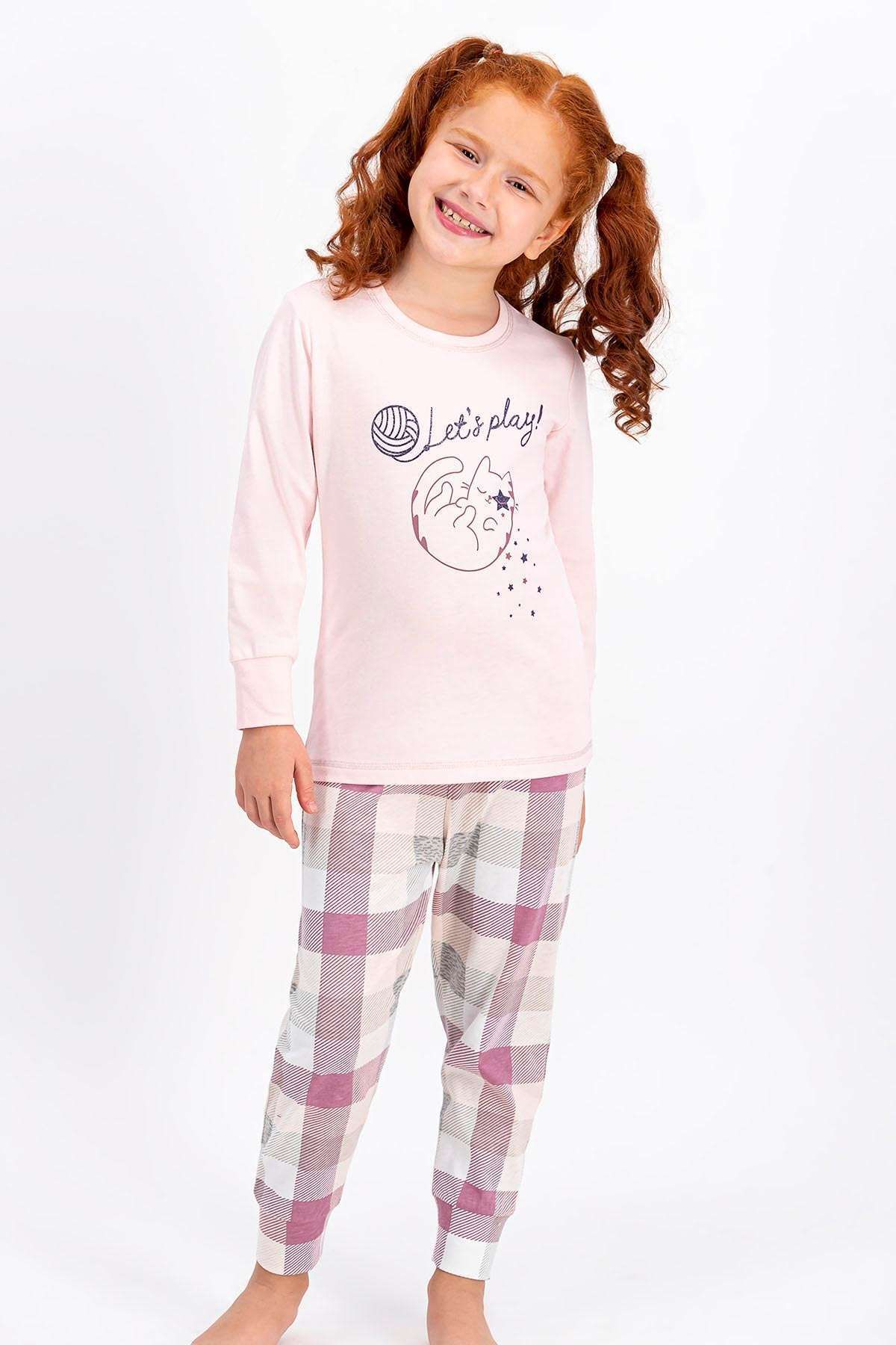 Arnetta Lets Play Cat Ekose Tozsomon Kız Çocuk Pijama Takımı