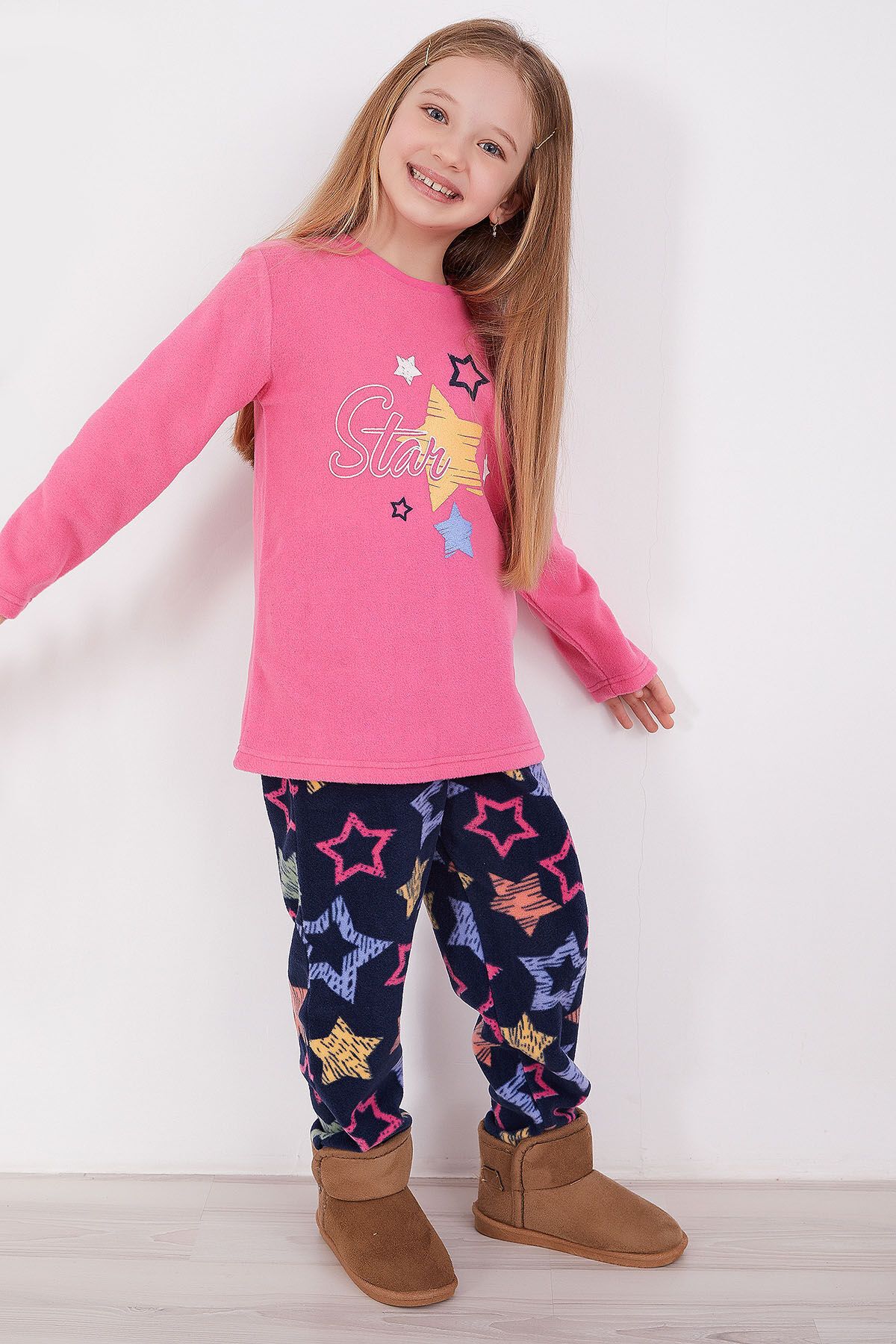 Rolypoly Rolypoly Star Pembe Kız Çocuk Uzun Kol Pijama Takım