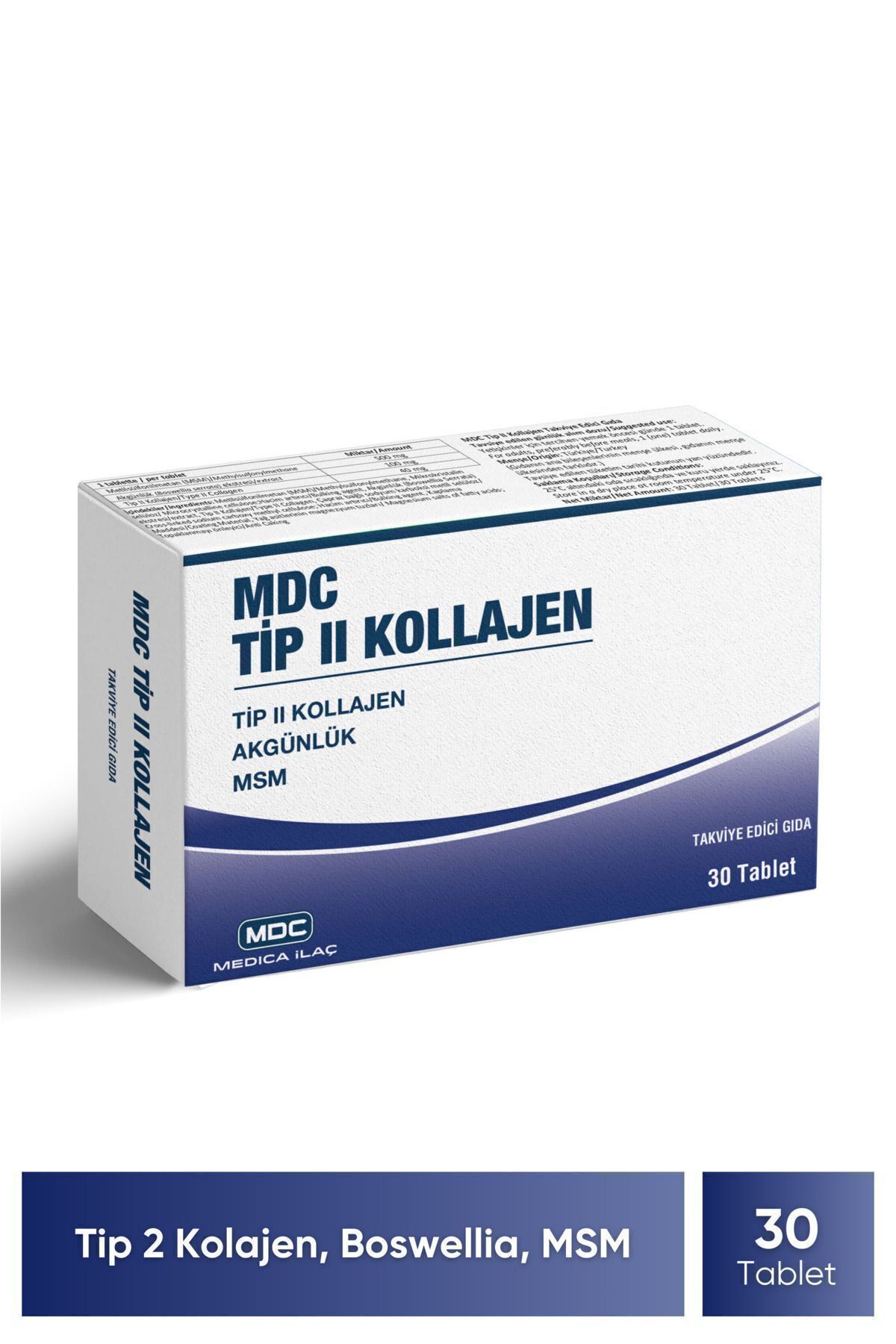 MDC Tip 2 Kolajen 30 Tablet (TİP 2 KOLAJEN, MSM, AKGÜNLÜK)