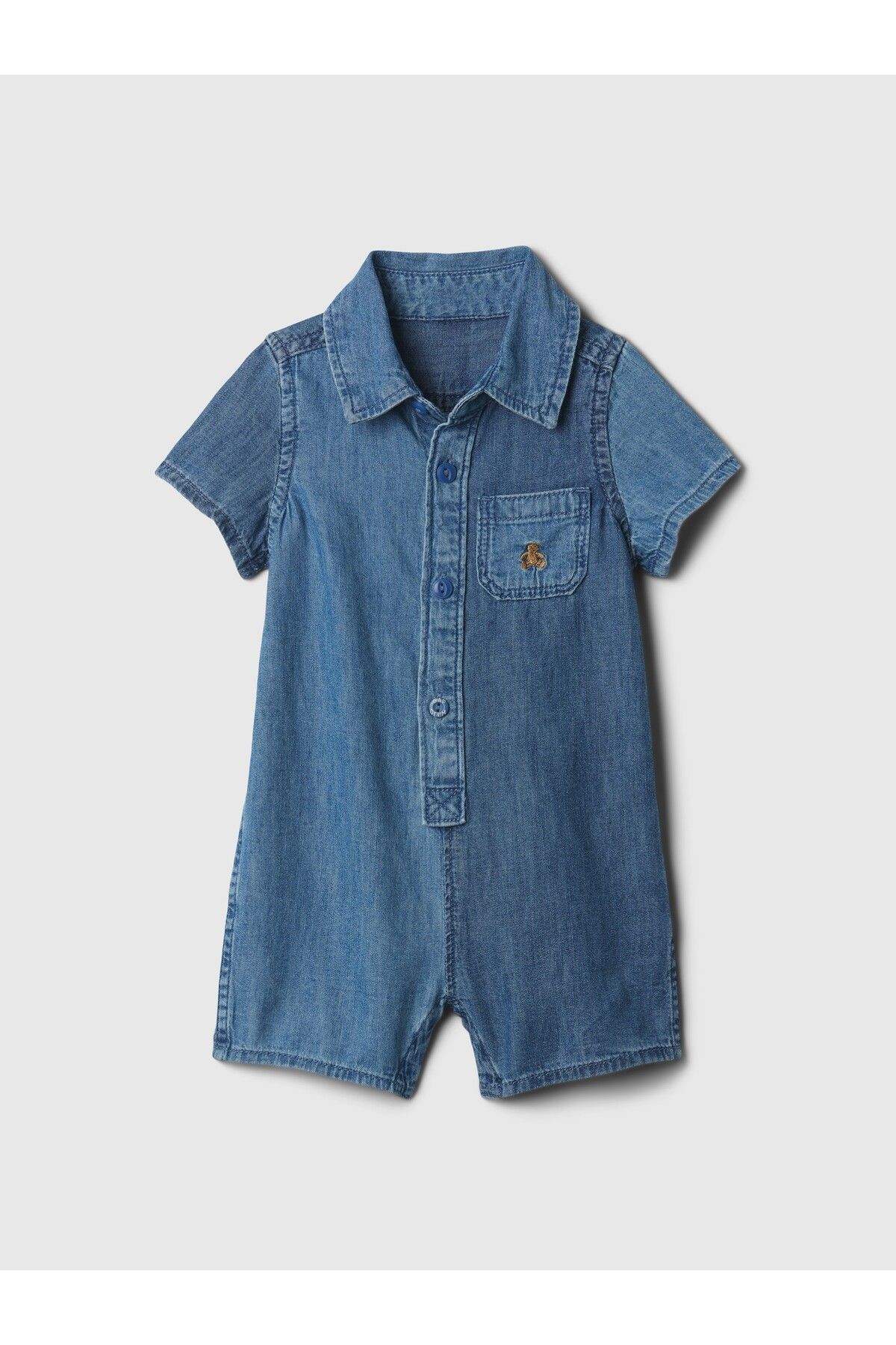 GAP Erkek Bebek Koyu Mavi Brannan Bear İşlemeli Denim Tulum