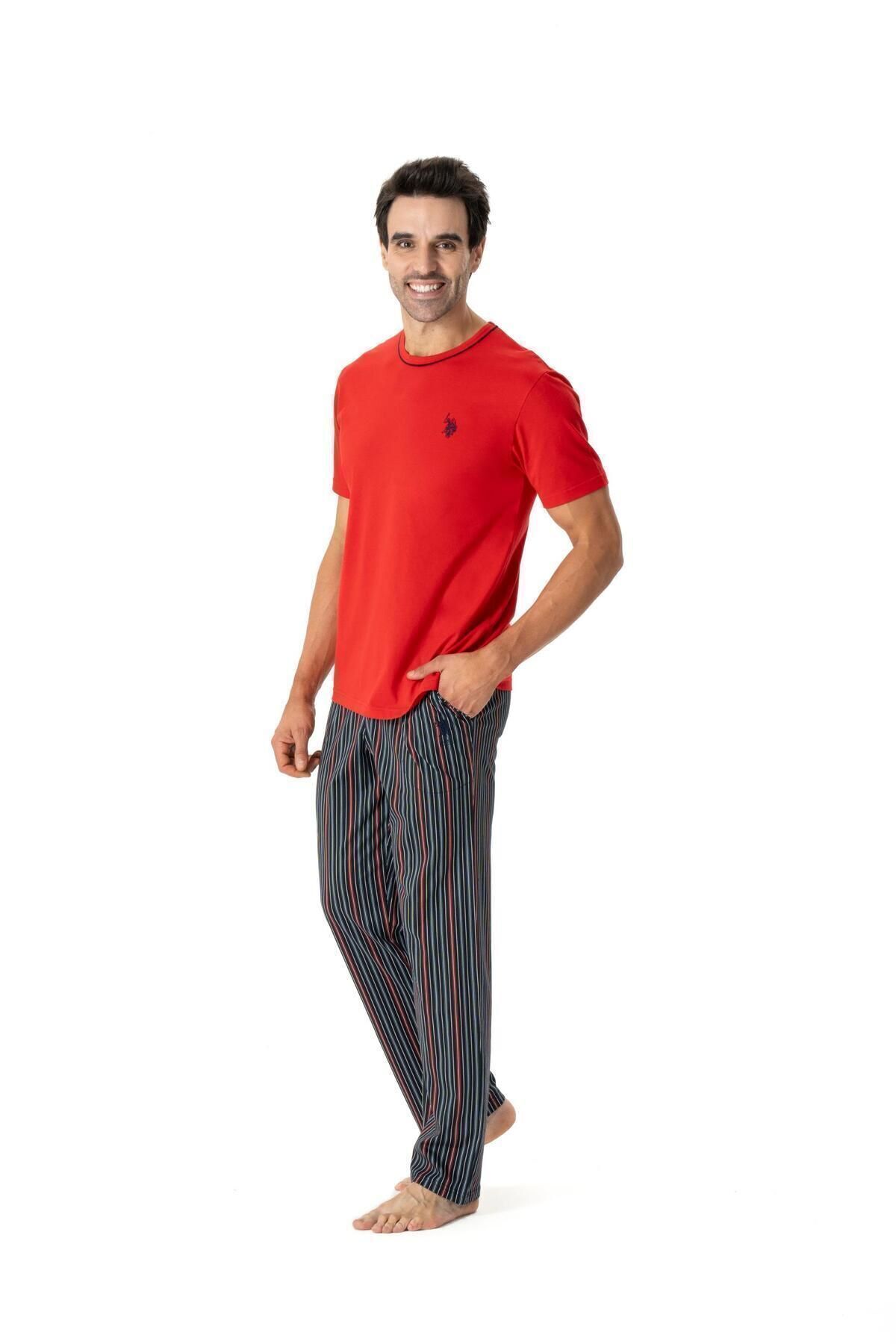 U.S. Polo Assn. U.S. Polo Assn. Erkek Kırmızı Yuvarlak Yaka Pijama Takımı 02Y.1K8.M.K8.EXR.0.0P