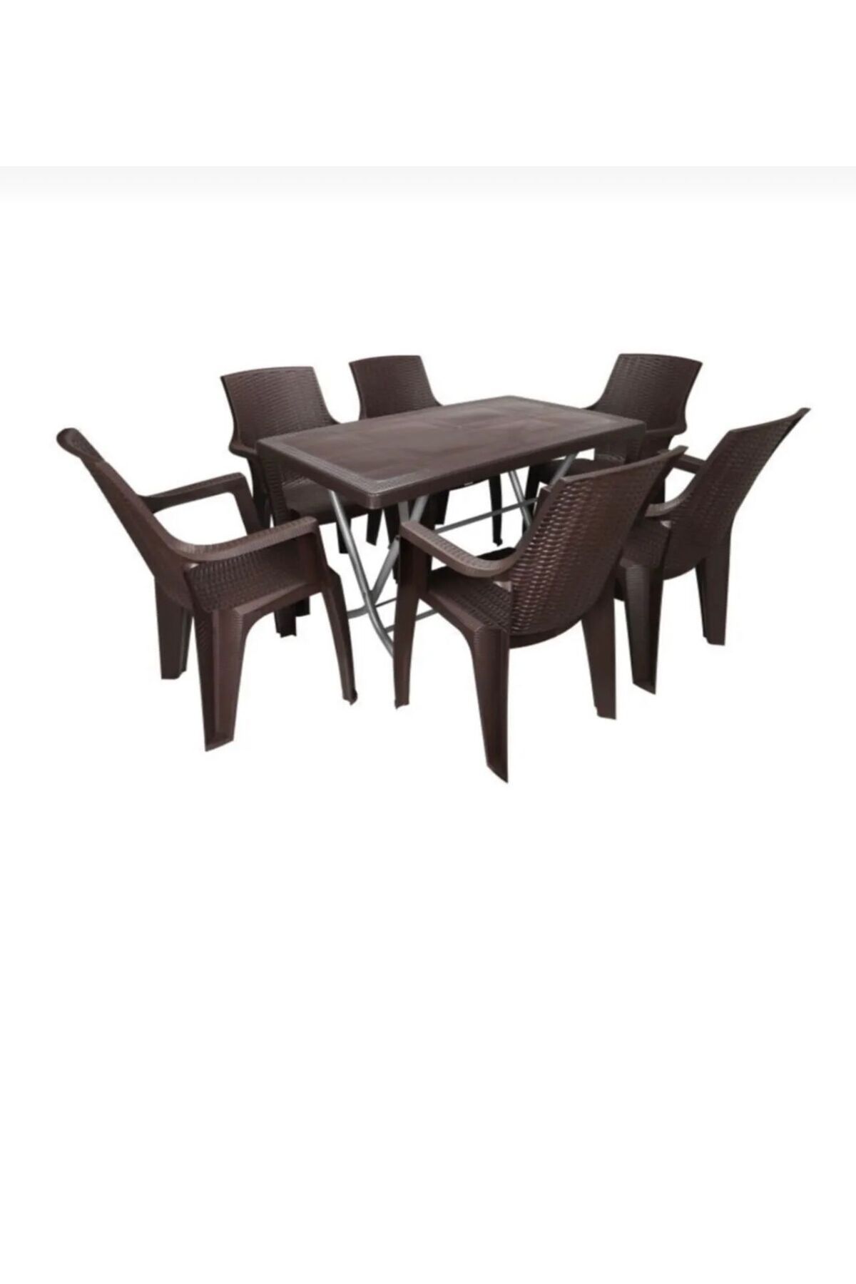 Cosargroup Zeugma 70x120 Katlanır Ayak 6 Kişilik Nibras Koltuk Masa Takımı Kahverengi