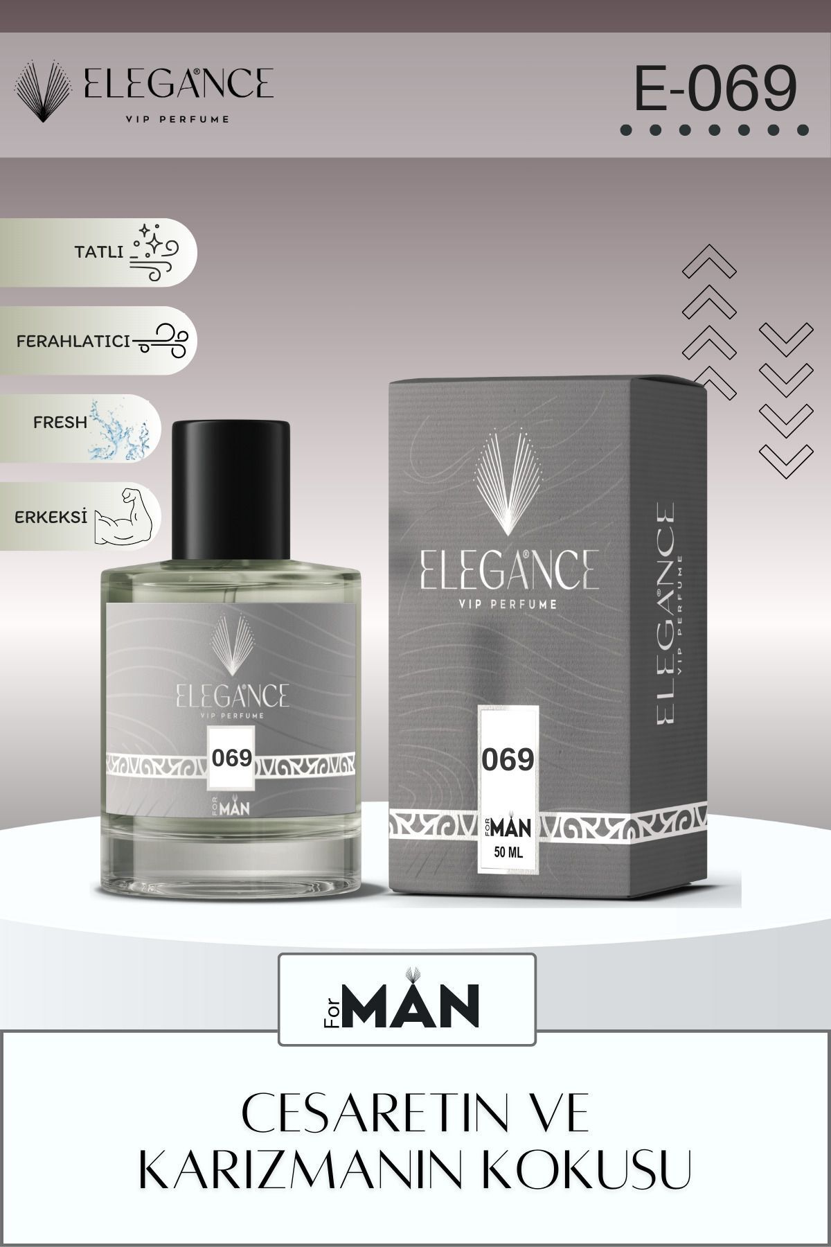 Elegance vip Perfume Silver E-069 " AFRODİZYAK ETKİLİ " Eau De Parfum For Men