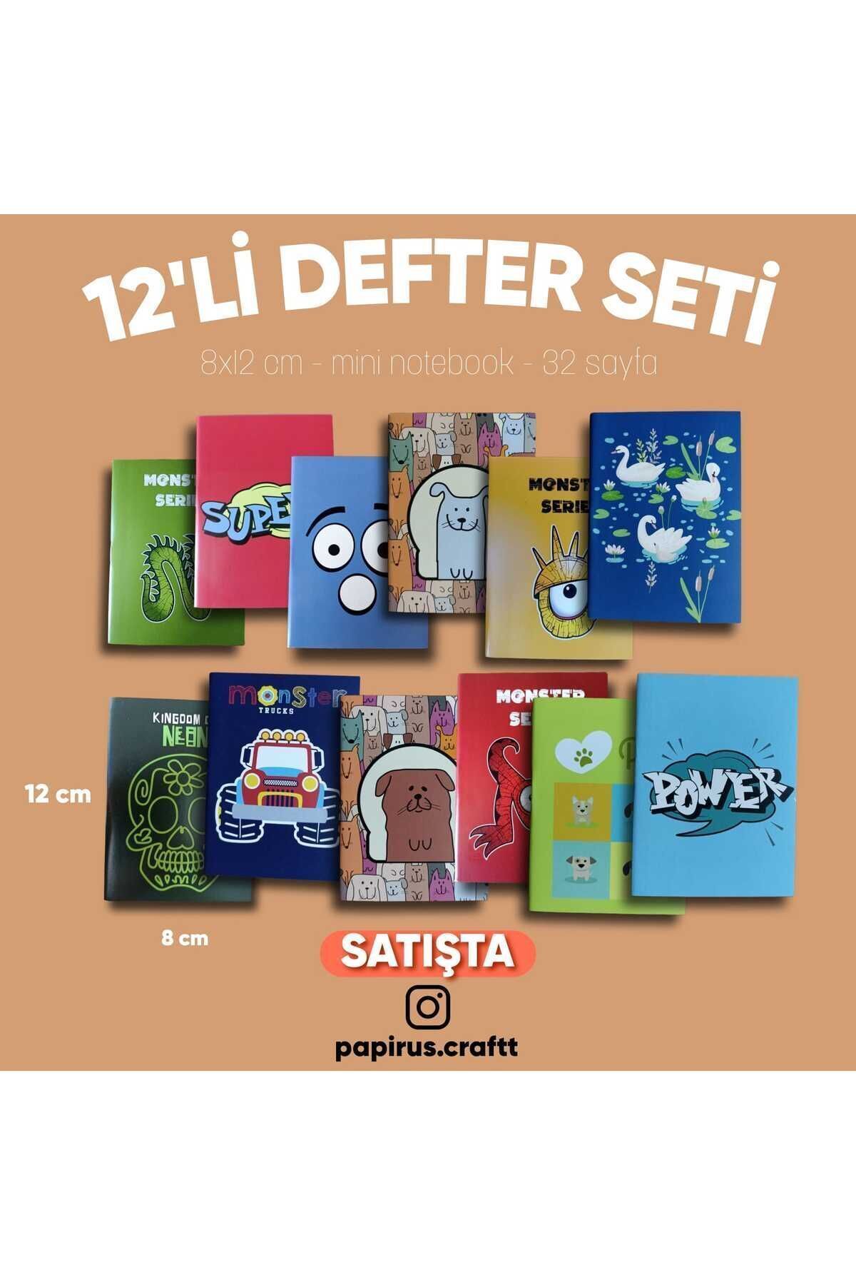 Craft 12'li MİNİ DEFTER SETİ ÇİZGİSİZ A7 (8cm x 12cm) MİNİ NOTEBOOK
