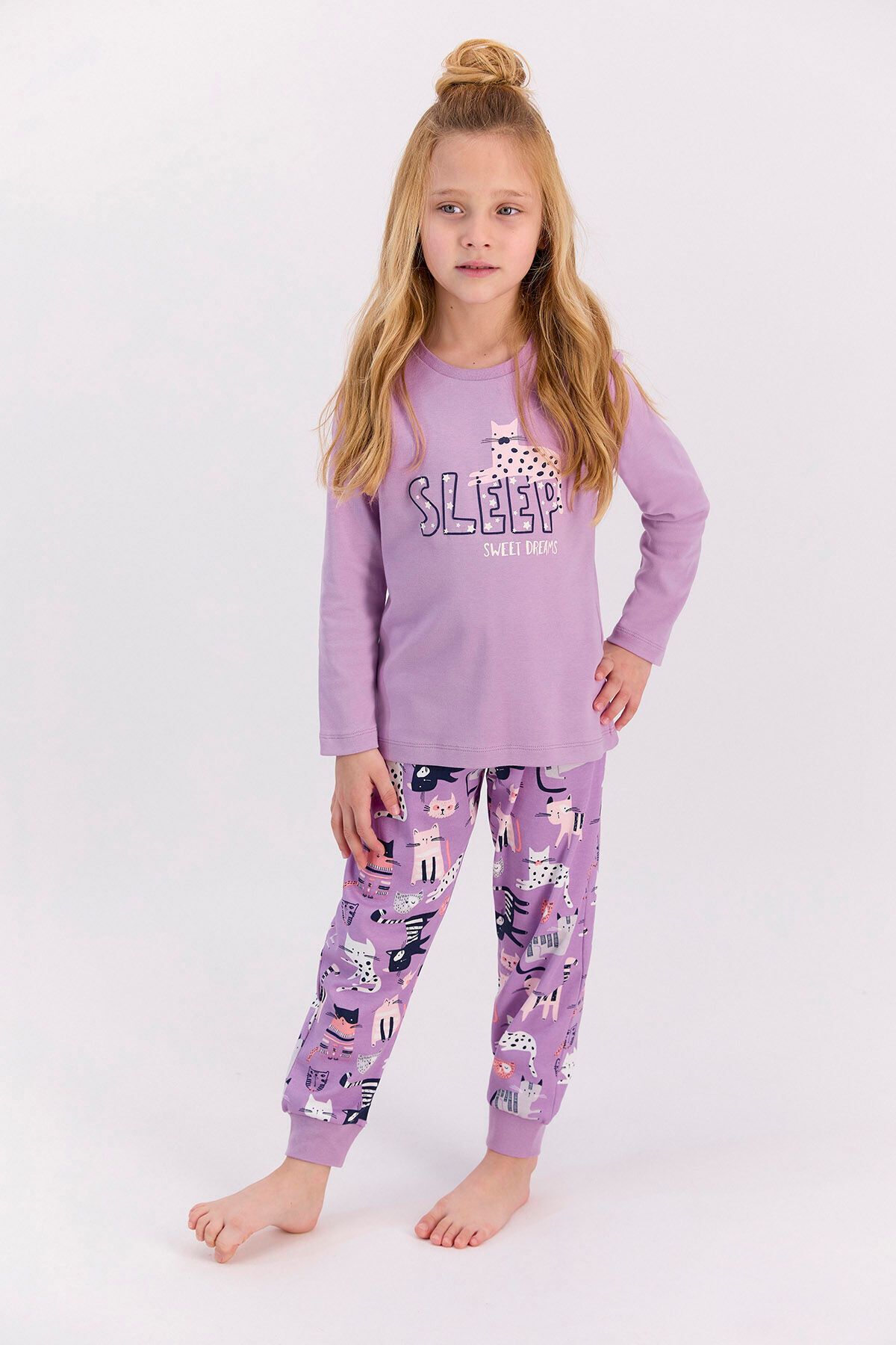 Rolypoly Rolypoly Sleep Lila Kız Çocuk Uzun Kol Pijama Takımı