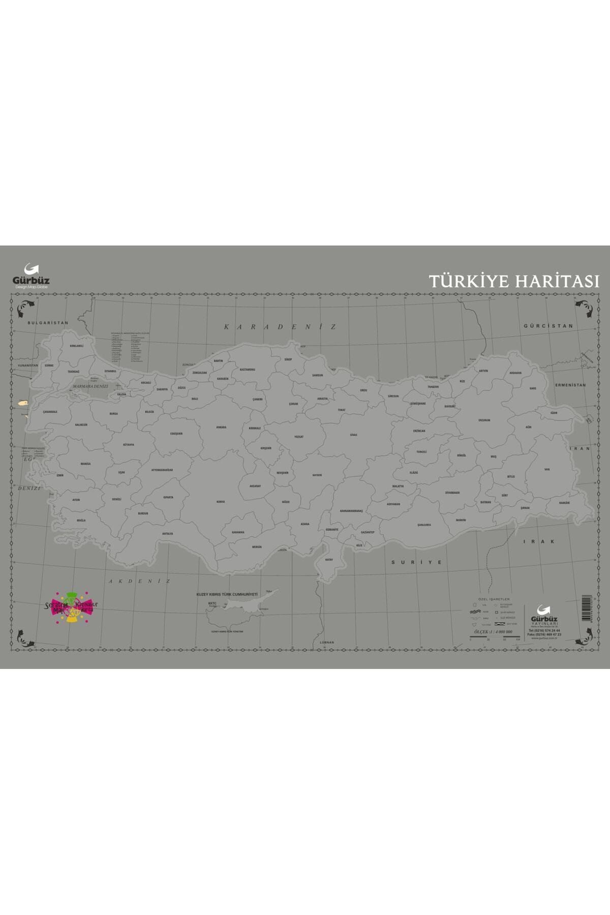 Gürbüz Yayınları Kazınabilir Türkiye Haritası 35x50 (scratch Map)