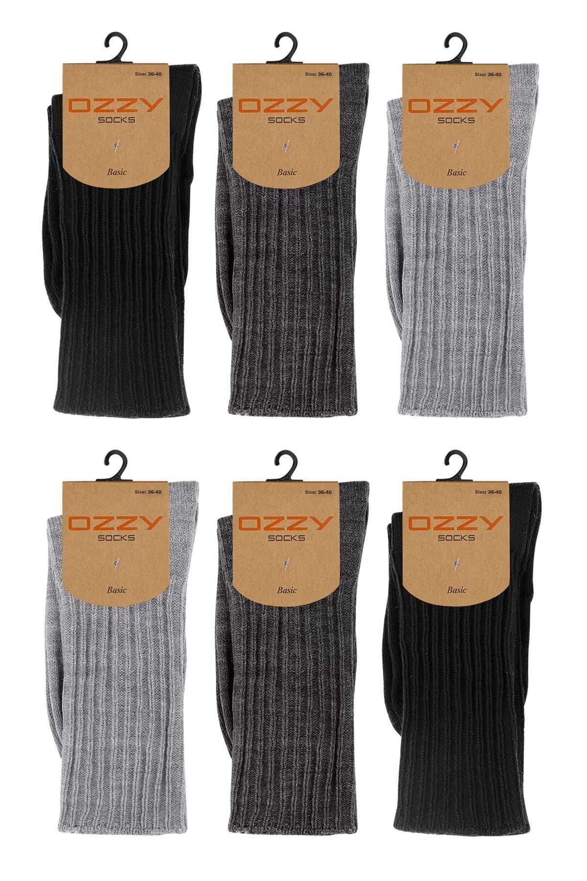 Ozzy Socks 6 Çift Kadın Kışlık Yünlü Uyku Çorabı Soft Touch