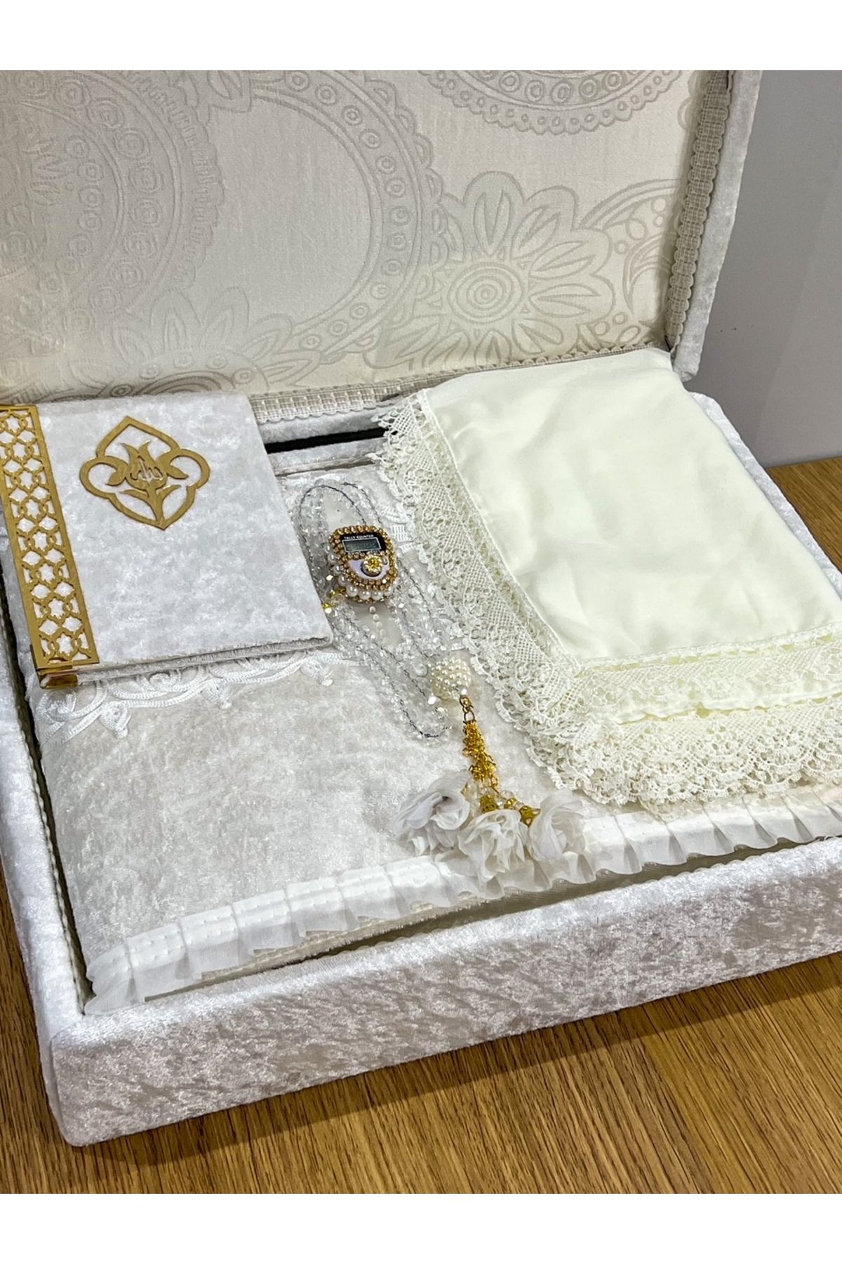 AYHANHOME 6 Parça Kadife Seccade Takımı Çeyizlik Bohça Sandıklı Gelin Damat Seti
