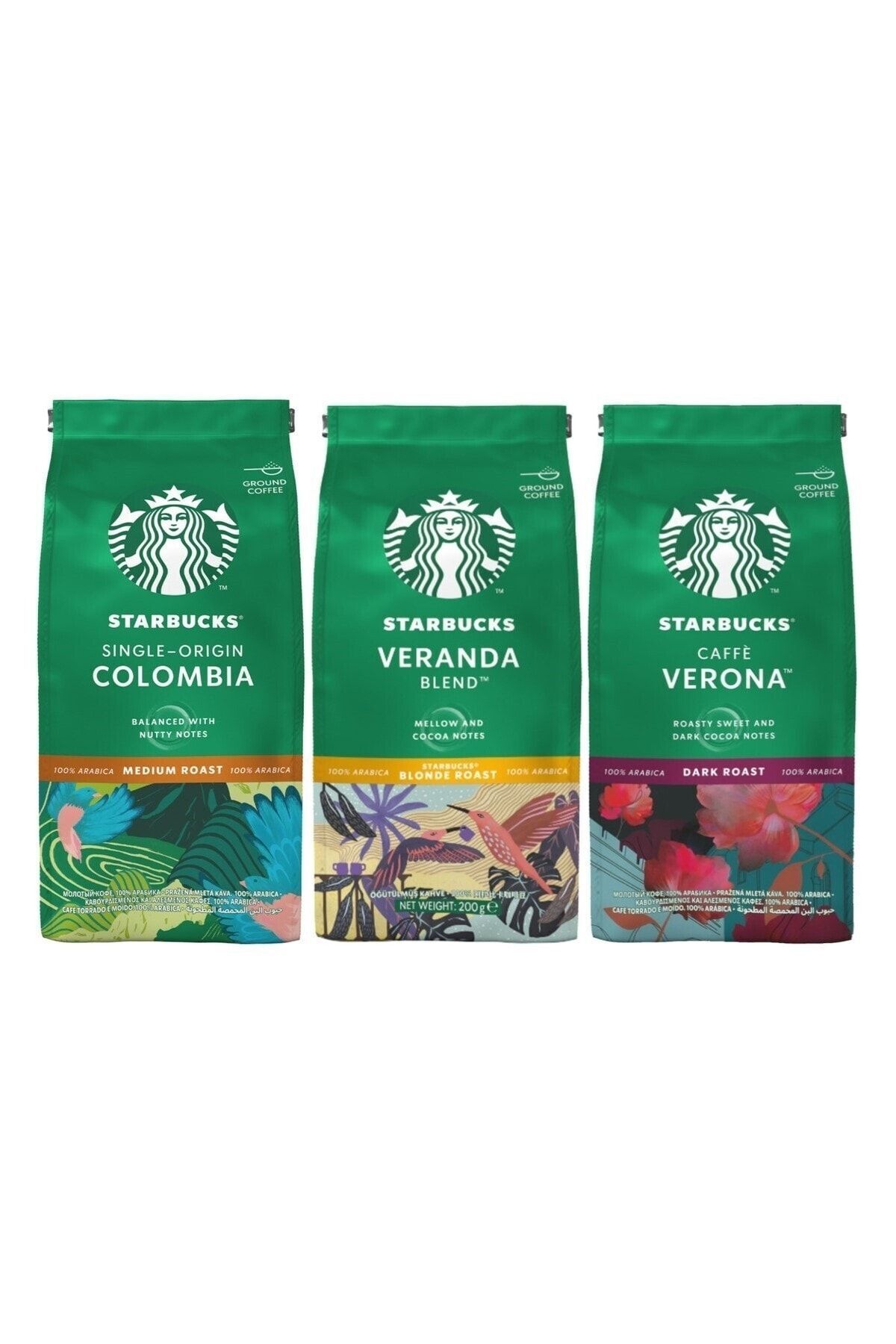 Starbucks Colombia / Veranda / Verona Muhteşem Üçlü Öğütülmüş Kahve Seti