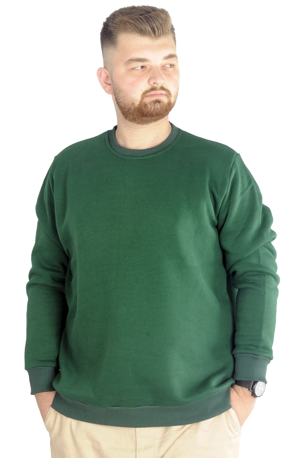 Modexl Mode Xl Büyük Beden Erkek Sweatshirt Basic 20131 Nefti