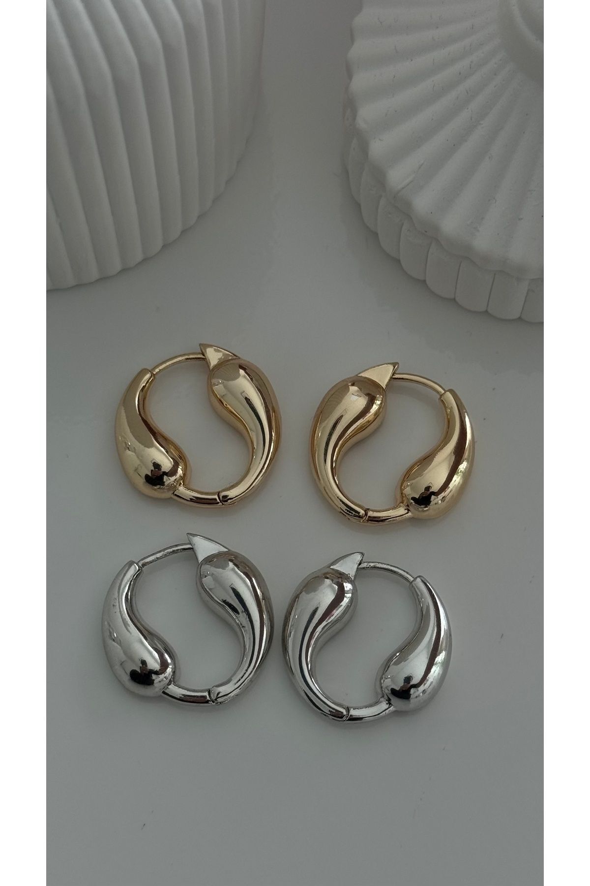 Vi store Çelik Ying Yang Küpe