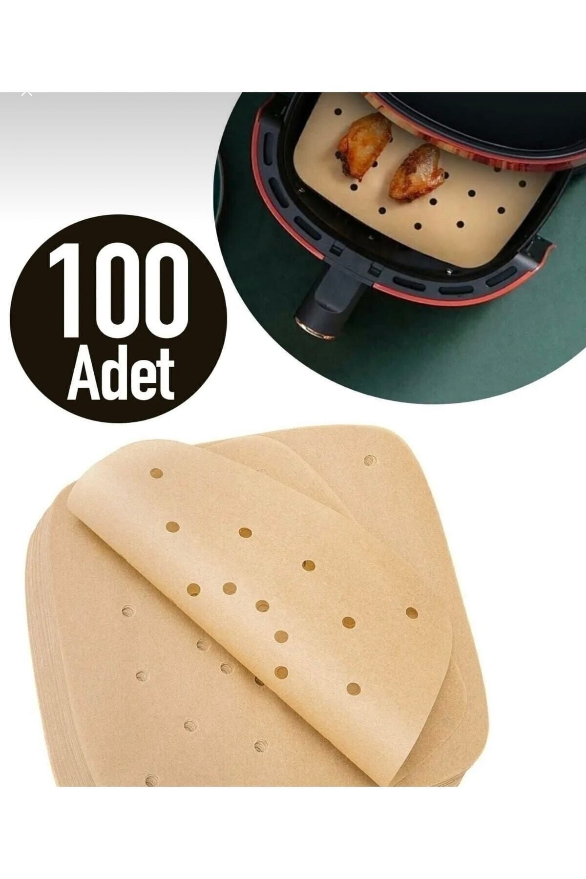 Keyfi Sepet 100 Adet Air Fryer Pişirme Kağıdı Tek Kullanımlık Gıda Yağ Geçirmez Kağıt Kare Delikli
