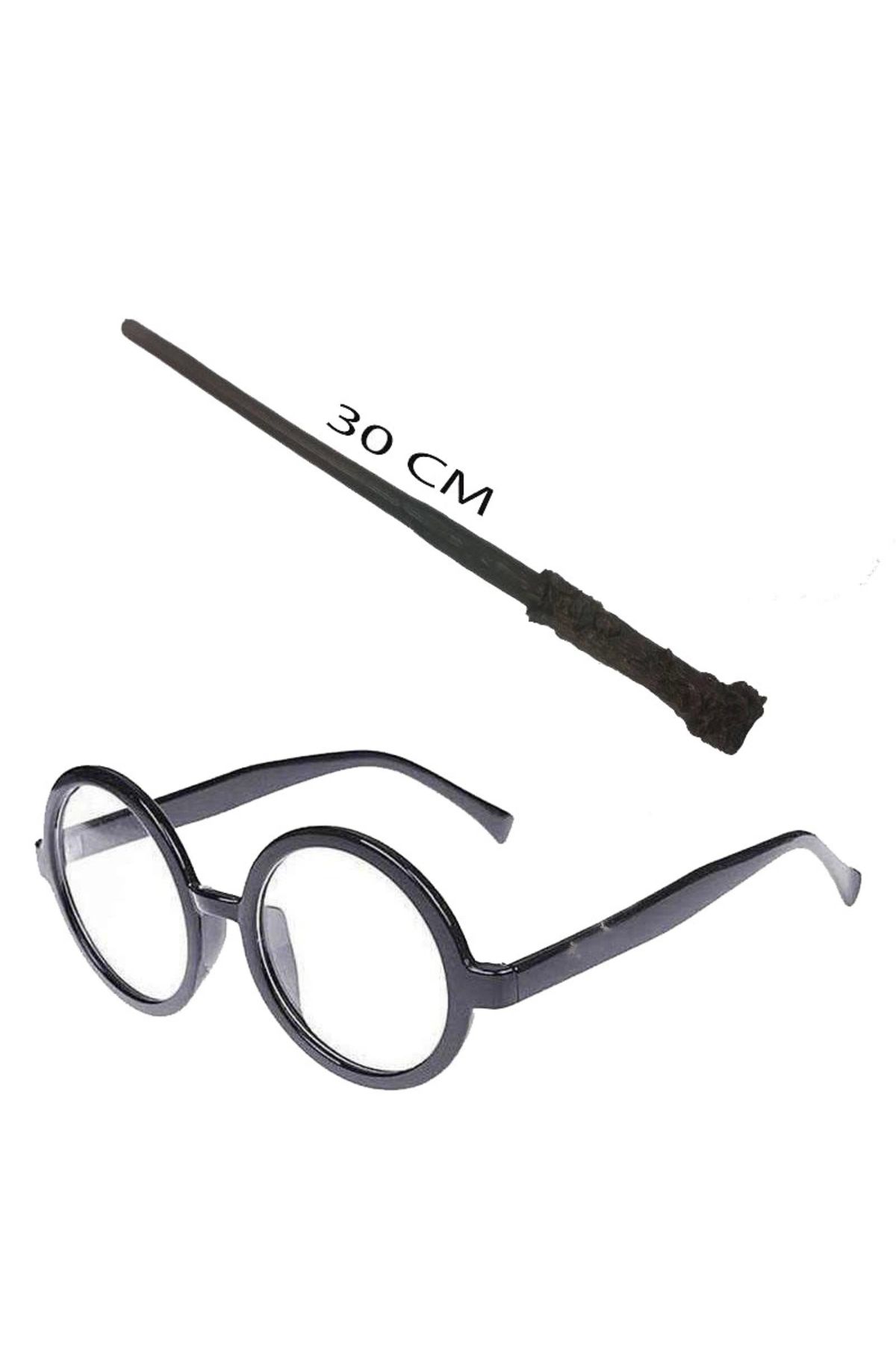 alisverisdevi Harry Potter Asası 30 cm ve Siyah Çerçeveli Harry Potter Gözlüğü Seti