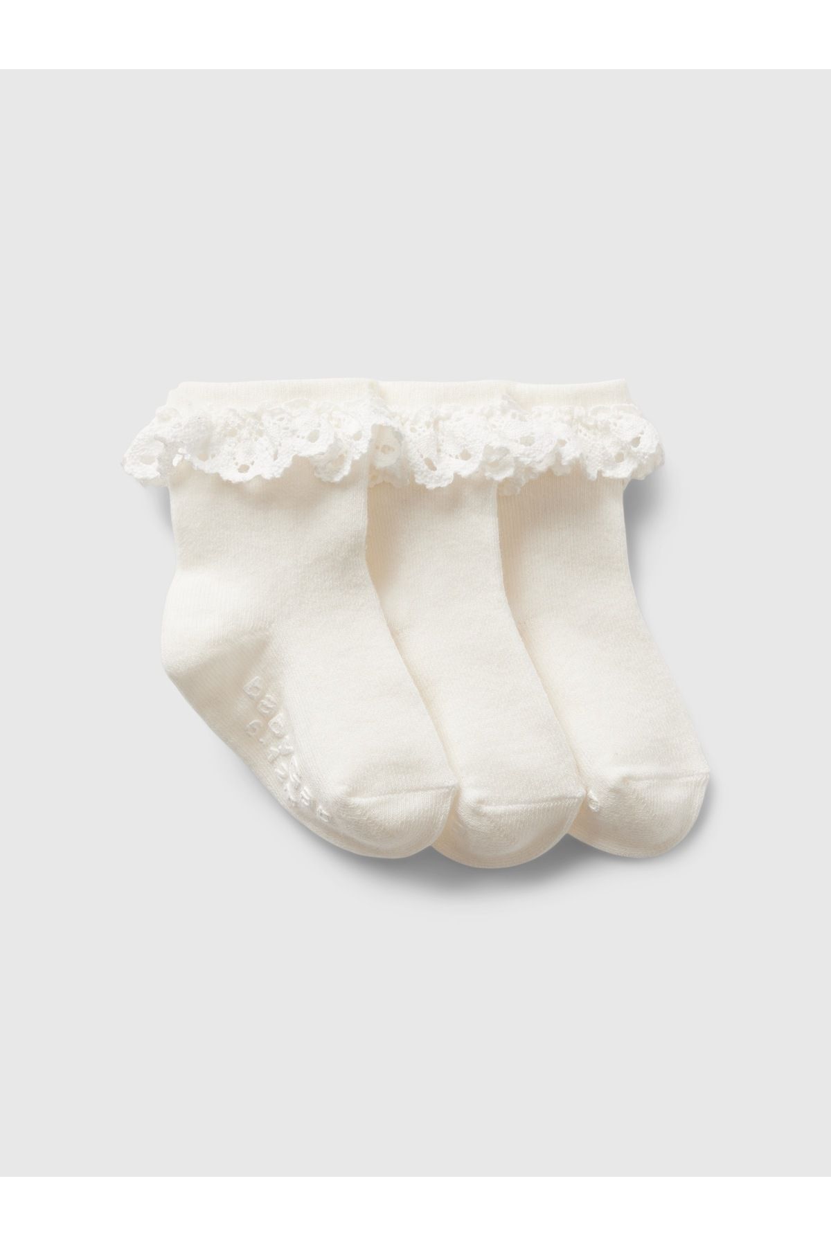 GAP Erkek Bebek Beyaz Dantel Detaylı 3'lü Çorap Seti