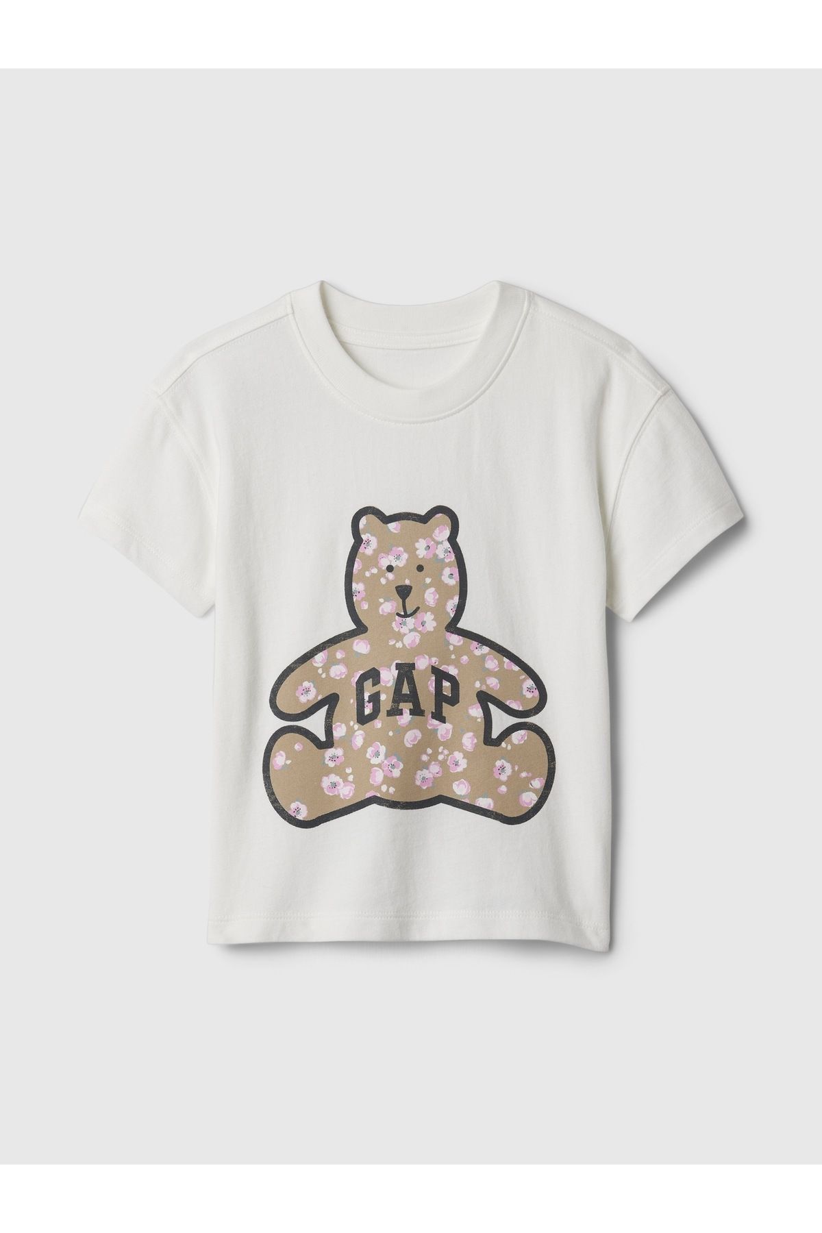 GAP Erkek Bebek Beyaz Brannan Bear Logo Grafikli T-Shirt