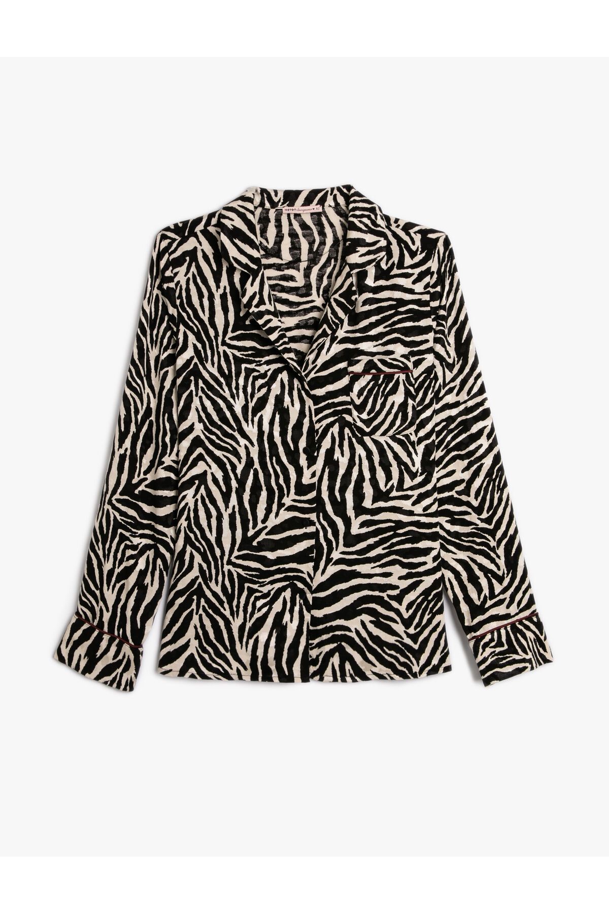 Koton Zebra Desenli Pijama Üstü Düğmeli Uzun Kollu Cepli