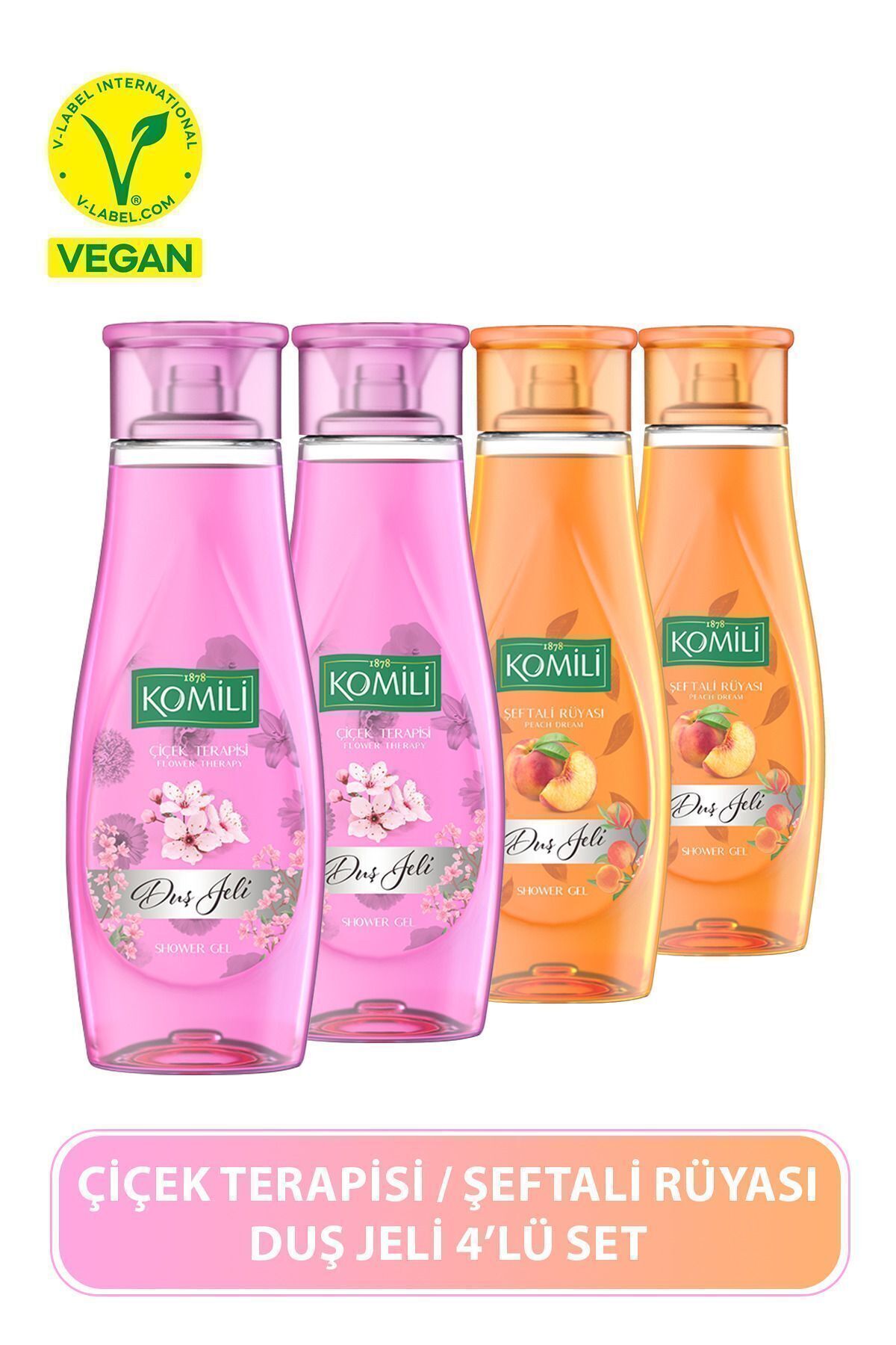 Komili Şeftali Rüyası & Çiçek Terapisi Avantajlı Duş Jeli Set - 4 X 500 ML