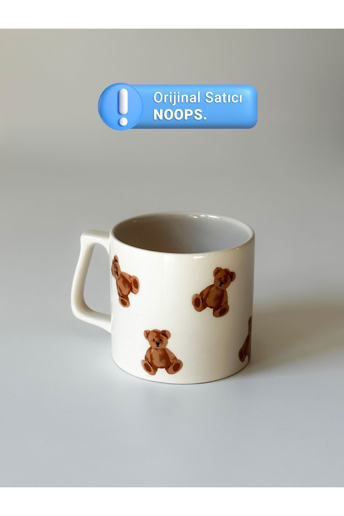 noops Mini Ayıcık Teddy Bear Baskılı Kupa Bardak Seramik Kahve Mug